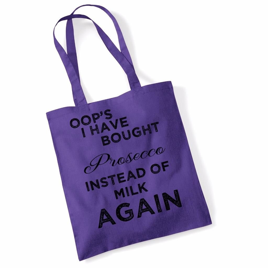 Funny Tote Bag 'Prosecco Instead Of Milk' - Durable Canvas Shoulder Bag for Women - Perfect for Grocery Shopping, Beach Trips & Wine Nights