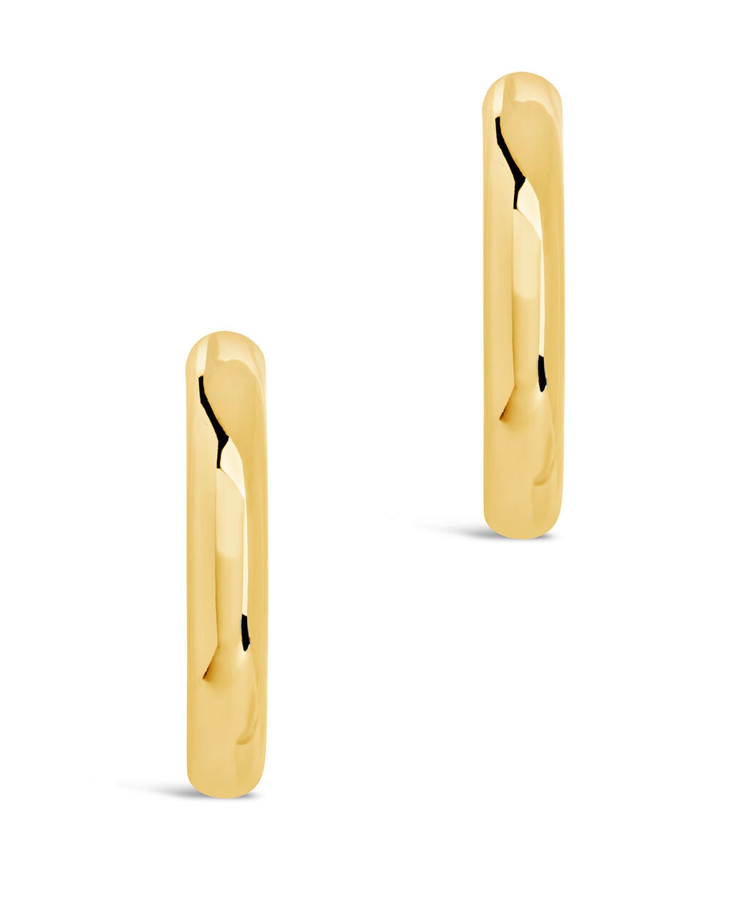 Rory Polished Tube Hoop Earrings for Women - 14K Gold Plated Stainless Steel Minimalist Dangle Earrings - Perfect for Everyday Wear, Office, Party & Gift Giving