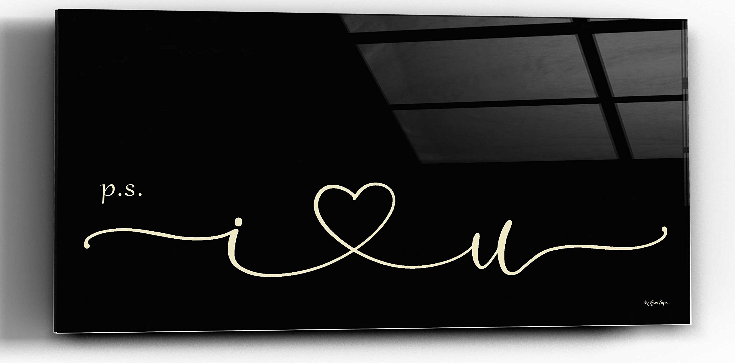 Epic 'I Heart You' Acrylic Glass Wall Art by Susie Boyer - 48x24 Inches Modern Home Decor for Living Room, Bedroom & Office