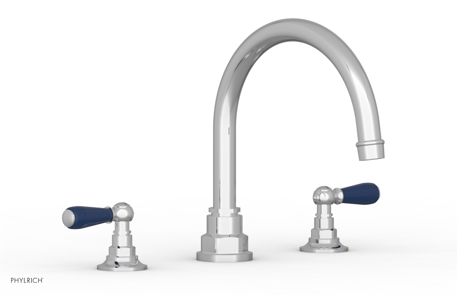 Jamestown Deck Tub Set with Lever Handles - Navy Blue Accented Bathroom Faucet (41