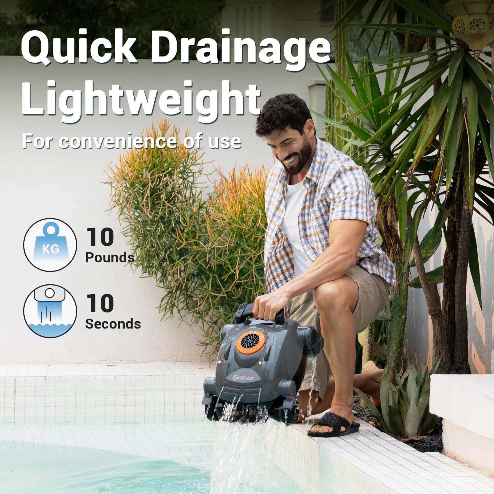 Pivot Cordless Robotic Pool Cleaner - Wall Climbing, Triple-Motor, Long Battery Life, Self-Parking, Automatic Pool Vacuum for Inground & Above Ground Pools Up to 65 FT - Perfect for Backyard, Vacation Homes & Commercial Pools