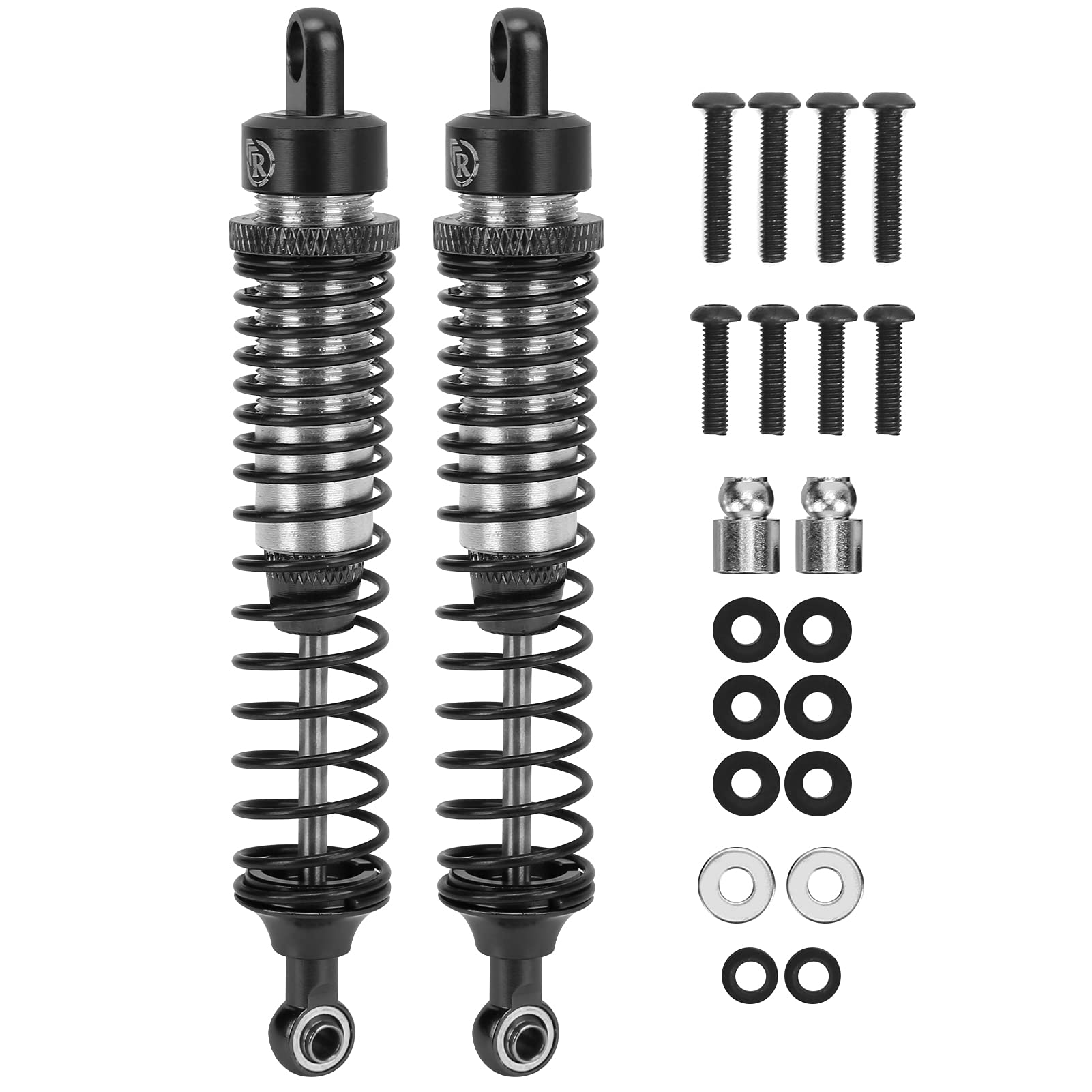 2Pcs RC Shock Absorber 108mm - Black Damper for 1/10 Scale RC Cars - Compatible with HSP, RGT, Himoto & Redcat Models - Off-Road Bashing, Crawling & Racing Accessories