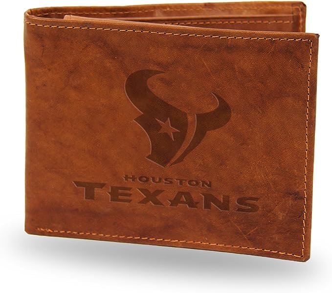 Houston Texans NFL Embossed Leather Wallet for Men - Slim RFID Blocking Billfold with ID Window - Perfect for Game Day & Everyday Use