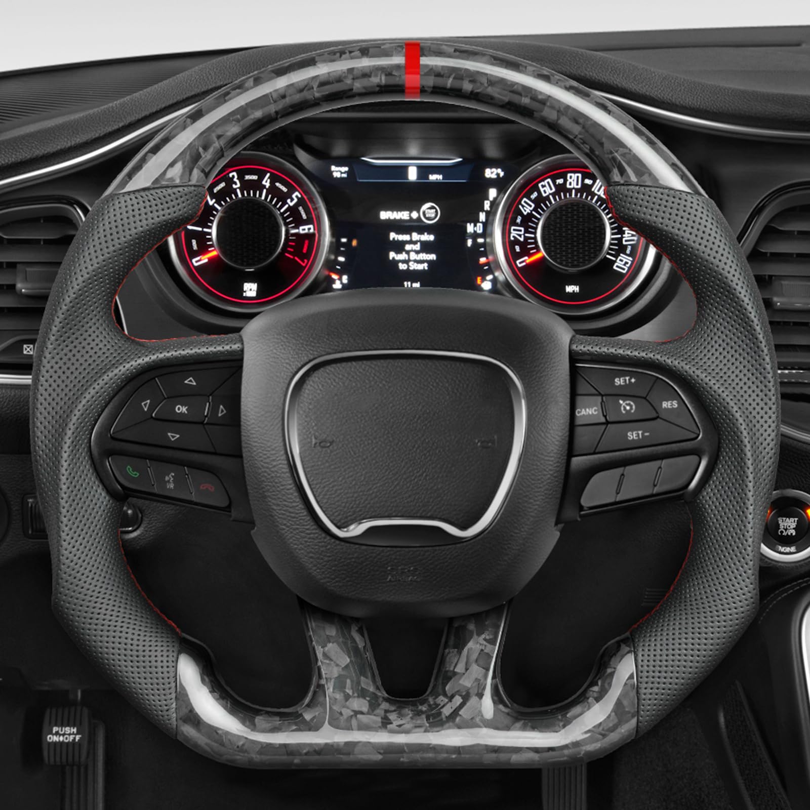 Premium Forged Carbon Fiber Steering Wheel Cover - Anti-Slip & Breathable Design - Compatible with Dodge Challenger/Charger/Hummer 2015-2020 - Perfect for Racing, Daily Driving & Car Enthusiasts
