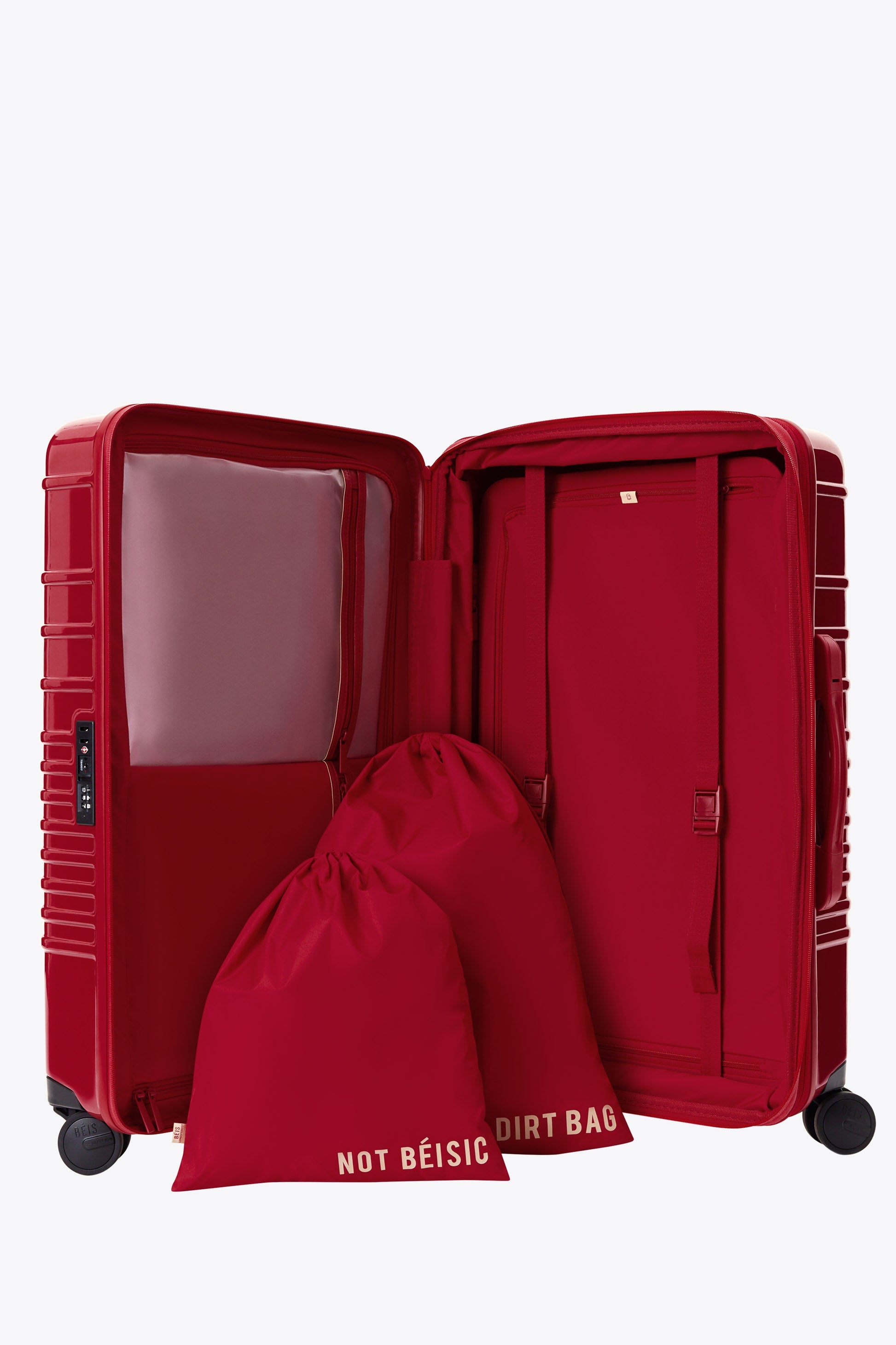 Textured Red Medium Check-In Roller Luggage - Perfect for Air Travel & Weekend Getaways