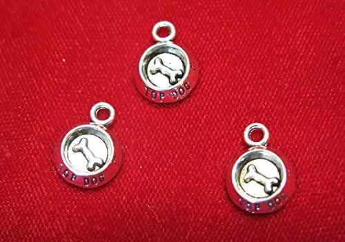 Antique Silver Dog Bowl Charms - Bulk 30pc Set (BC1304B) - Perfect for DIY Jewelry, Pet Lover Gifts & Craft Projects