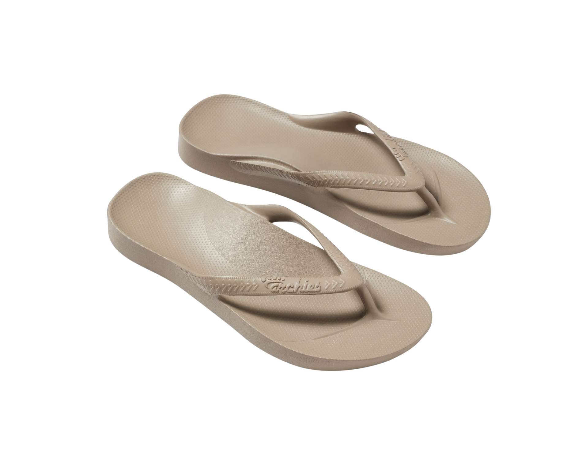 Archie's Arch Support Thongs for Women - Comfortable Sandals with Orthotic Support in Taupe - Perfect for Walking, Travel & Everyday Wear