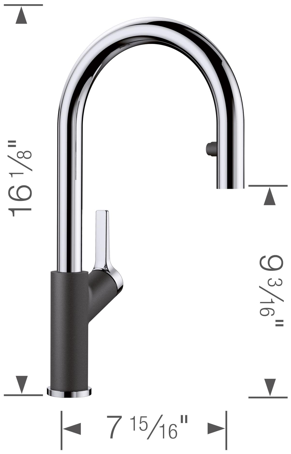 BLANCO 526390 Urbena Single Handle Pull-Down Kitchen Faucet - 1.5 GPM Flow Rate, Chrome Finish - Perfect for Modern Home & Restaurant Sinks