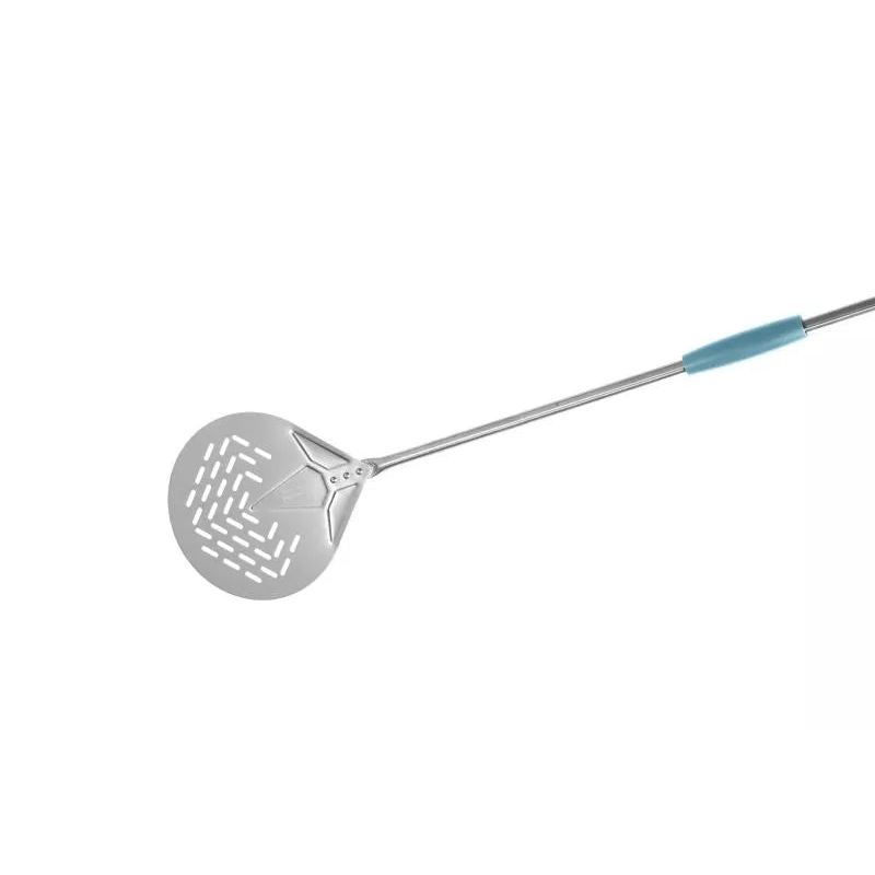 Gi Metal Evoluzione 8-Inch Round Perforated Pizza Peel with 59-Inch Handle - Premium Stainless Steel Pizza Shovel for Wood-Fired Ovens & Home Baking