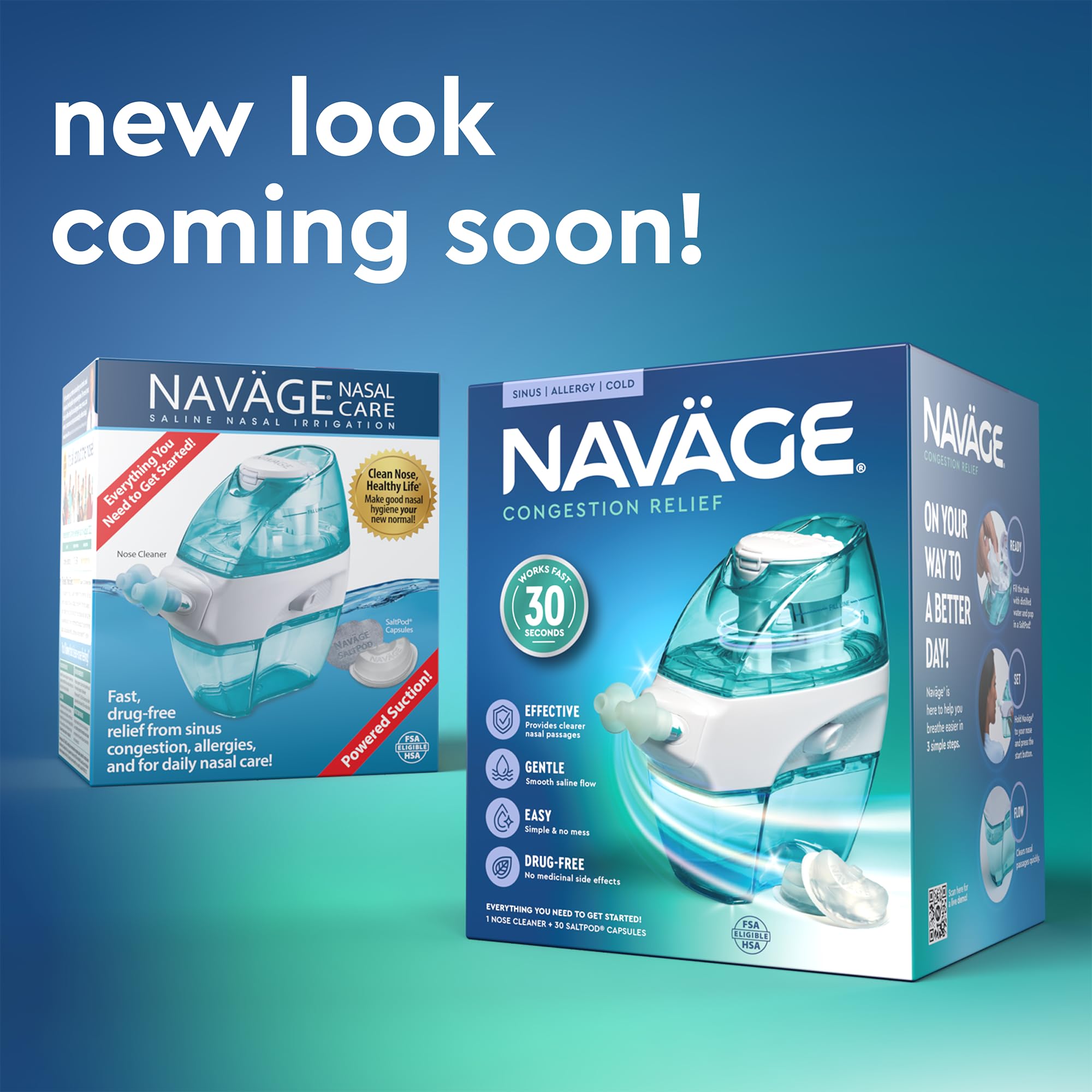 Navage Travel Bundle - Portable Nasal Irrigation System with 20 Salt Pods & Travel Bag - Sinus Relief for Allergies, Cold & Congestion - Perfect for Travel, Home & Office Use