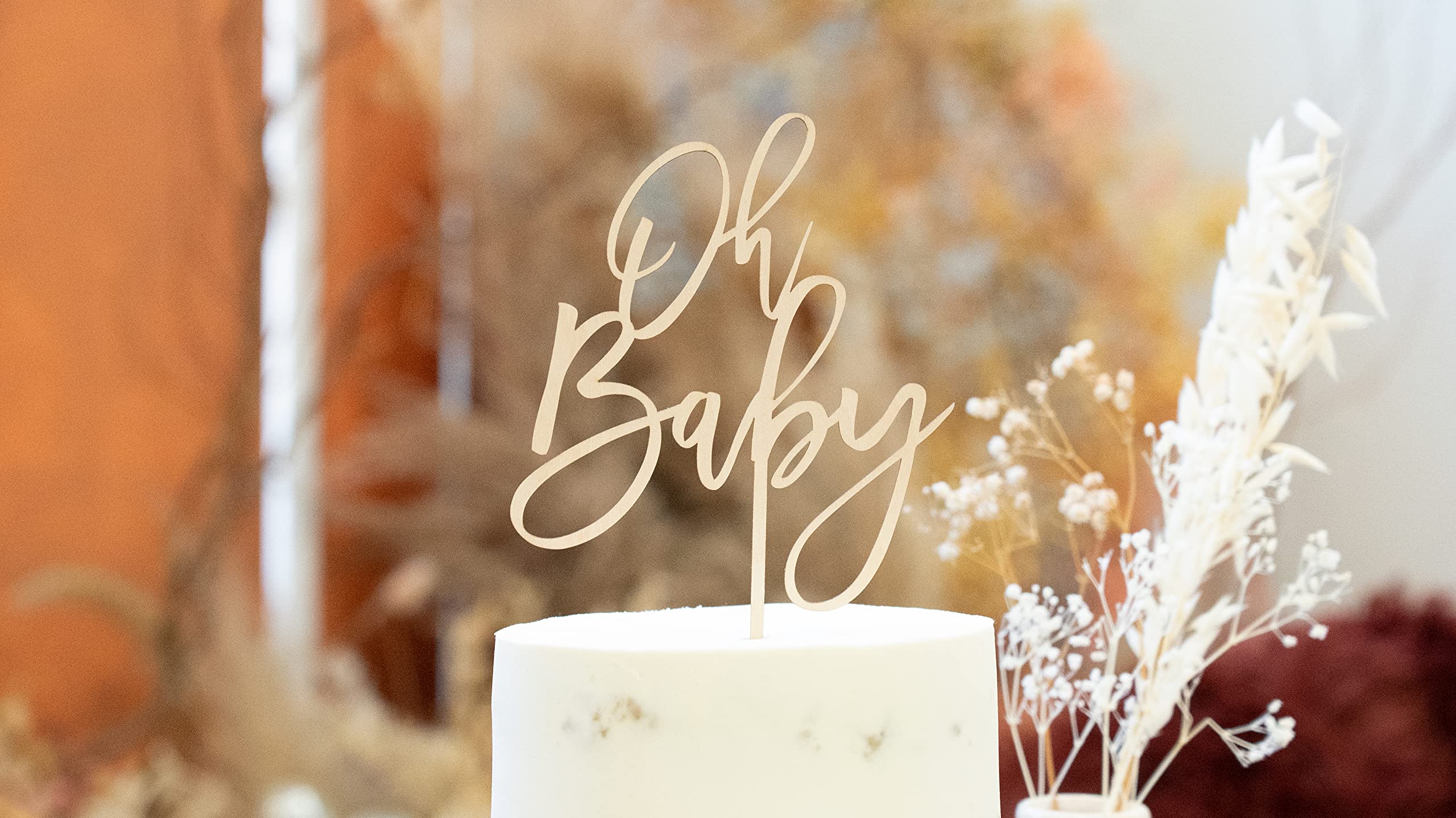LS Designs Rustic Wood Baby Shower Cake Topper - 5.25