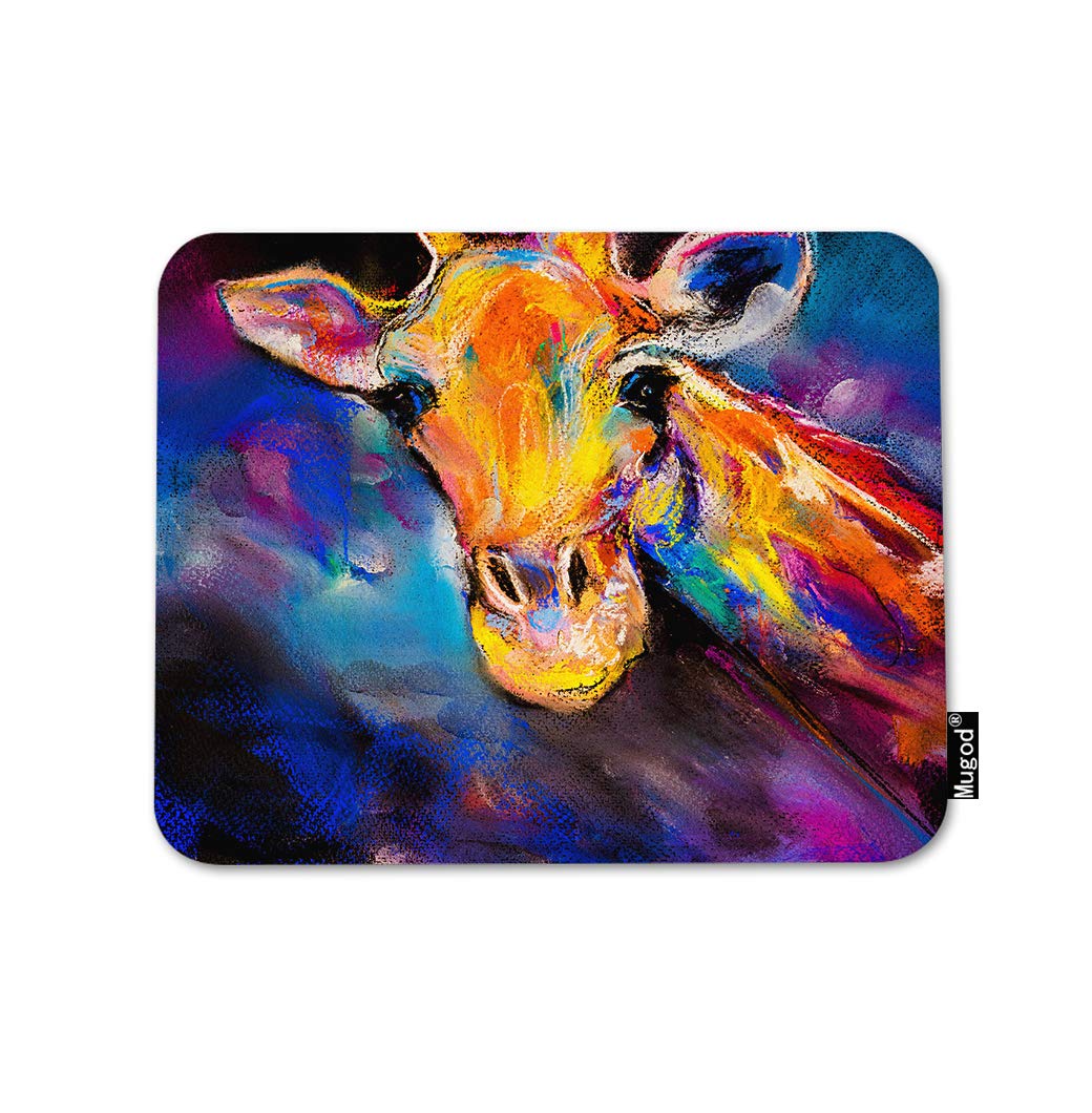 Giraffe Mouse Pad - Modern Pastel Art African Wildlife Design, Non-Slip Rubber Base Gaming Mouse Mat for Computer, Laptop, PC (9.5x7.9 Inch) - Perfect for Office, Home & Gaming Desks