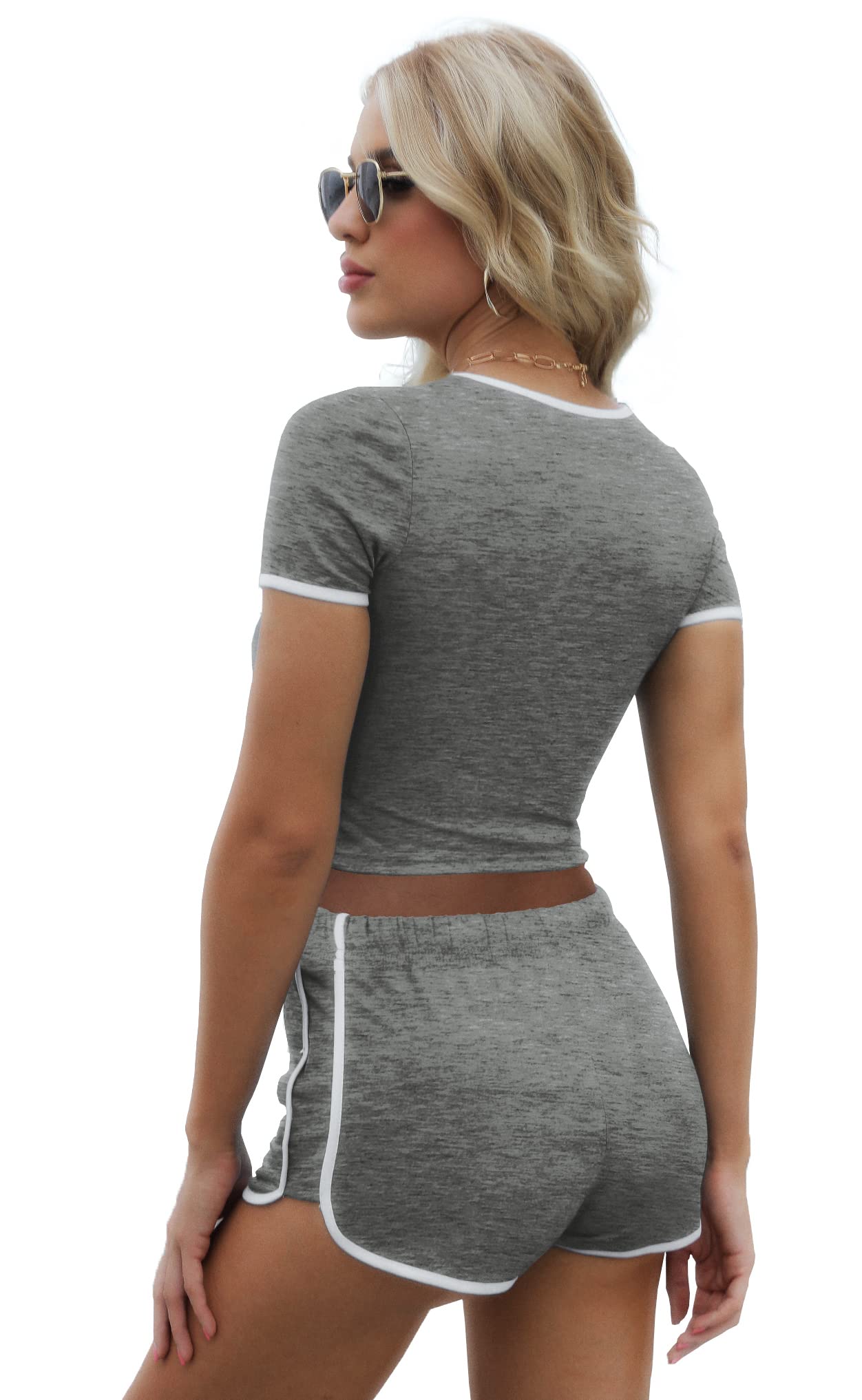 Sieanear Women's 2-Piece Tie Dye Tracksuit Set - V-Neck Casual Short Sleeve Top & Lounge Shorts | Perfect for Summer, Yoga, Beach & Vacation Outfits