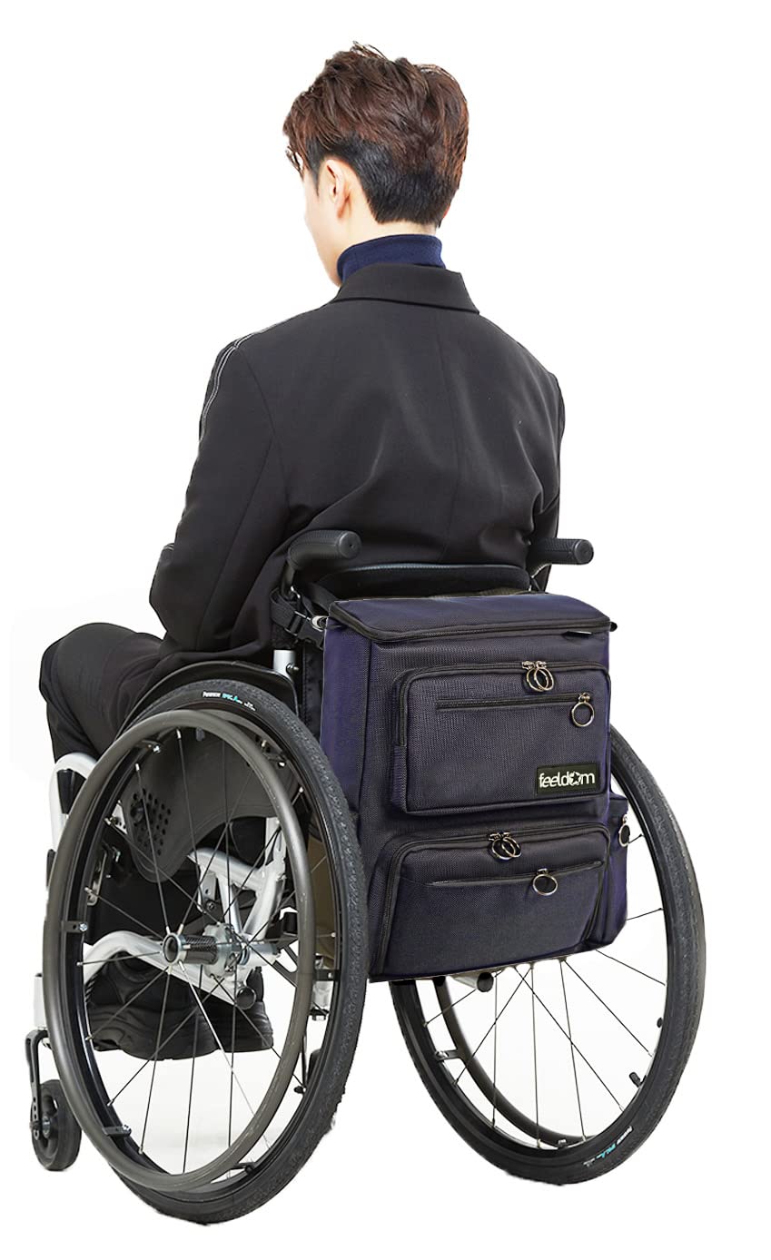 Heavy-Duty 20L Wheelchair Backpack for Mobility Scooters & Electric Wheelchairs - EZ-Access Laptop Bag with Dark Navy/Gray Lining - Perfect for Daily Commute, Travel & Outdoor Activities