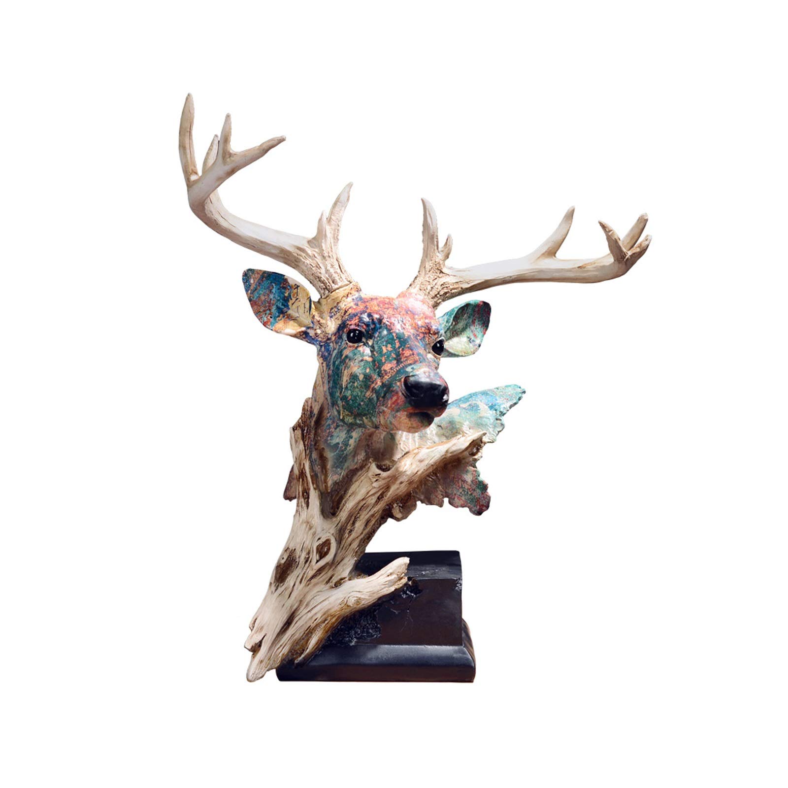FEIYIYANG Resin Deer Head Sculpture - Elegant Home Decor Statue for Living Room, TV Cabinet & Wine Bar | Perfect Housewarming Gift & Wall Art Decoration (Simple Style, Realistic Simulation)