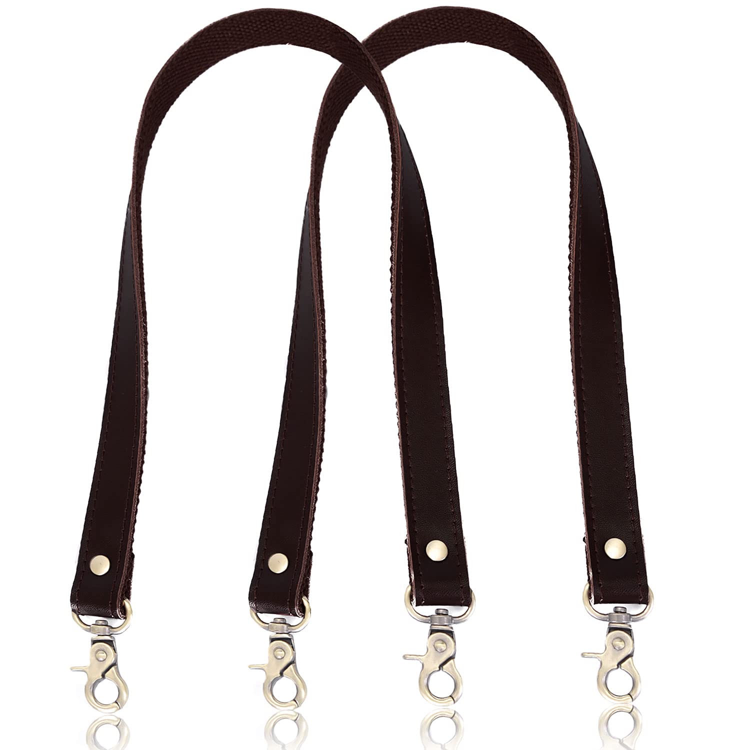 VanEnjoy Genuine Leather Bag Handles Replacement - Durable Sewn Canvas Backing for Purses & Totes - Perfect for DIY Bag Repair, Handbag Accessory Upgrade & Craft Projects