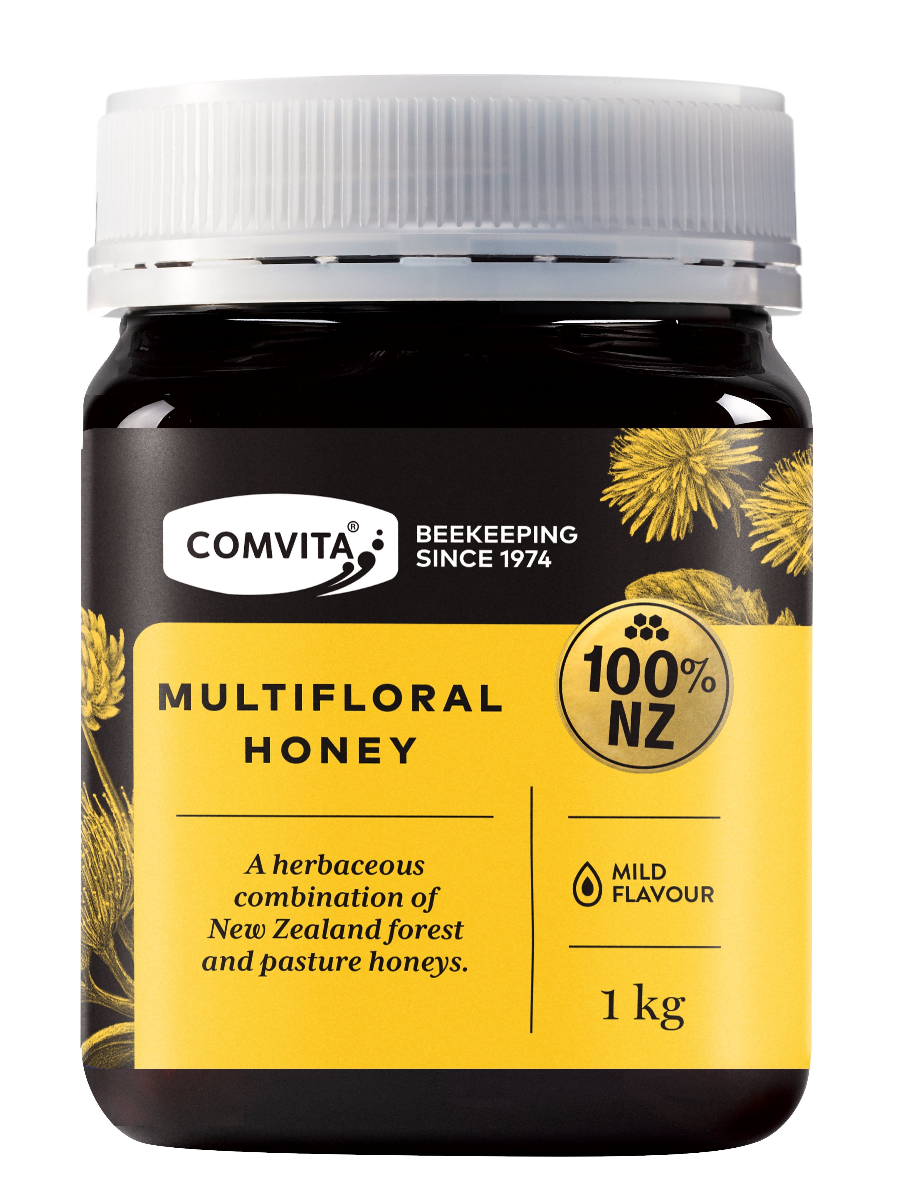 Comvita Multiflora Raw Honey - 100% Pure, Natural, Unprocessed - Perfect for Tea, Baking & Wellness - 17.6 oz (500g)