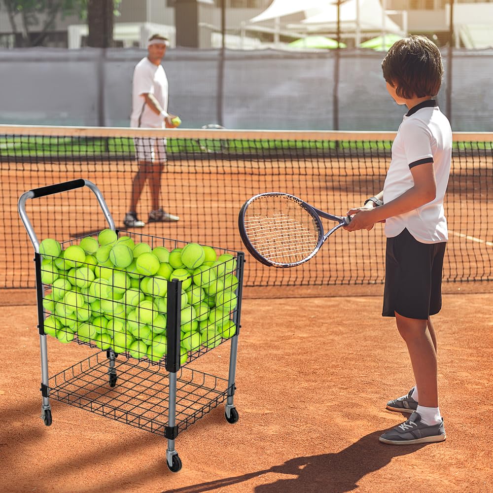 Premium Tennis Ball Cart with Wheels - Heavy Duty Portable Tennis Ball Holder Basket for Training & Coaching - Large Capacity for Sports Courts & Clubs - Ideal for Tennis Coaches, Players & Practice Sessions