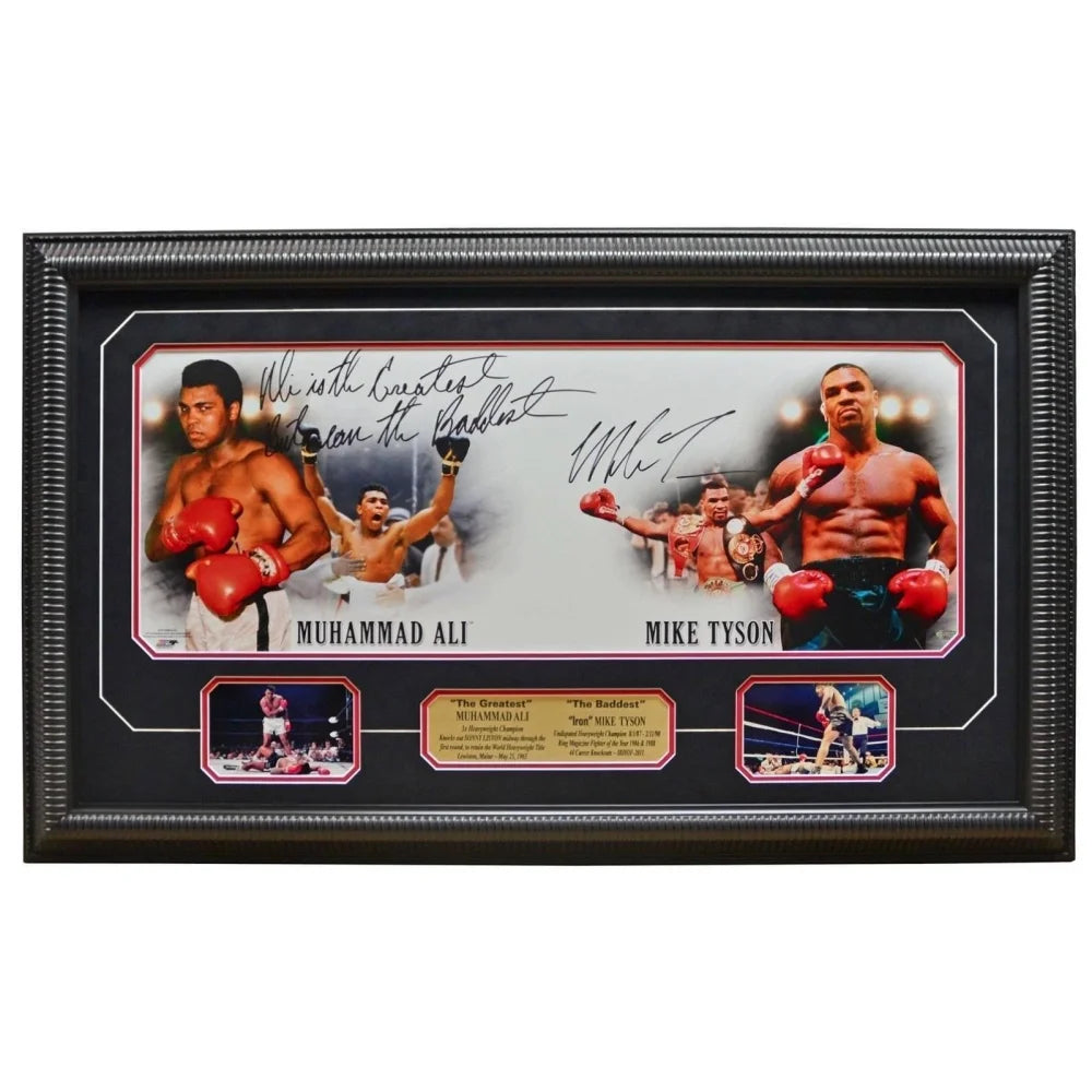 Mike Tyson Signed Muhammad Ali Framed Boxing Memorabilia with COA - 24x40 Inches - Authentic Steiner Sports Collectible - Perfect for Man Cave, Sports Bar, or Boxing Fan Gift