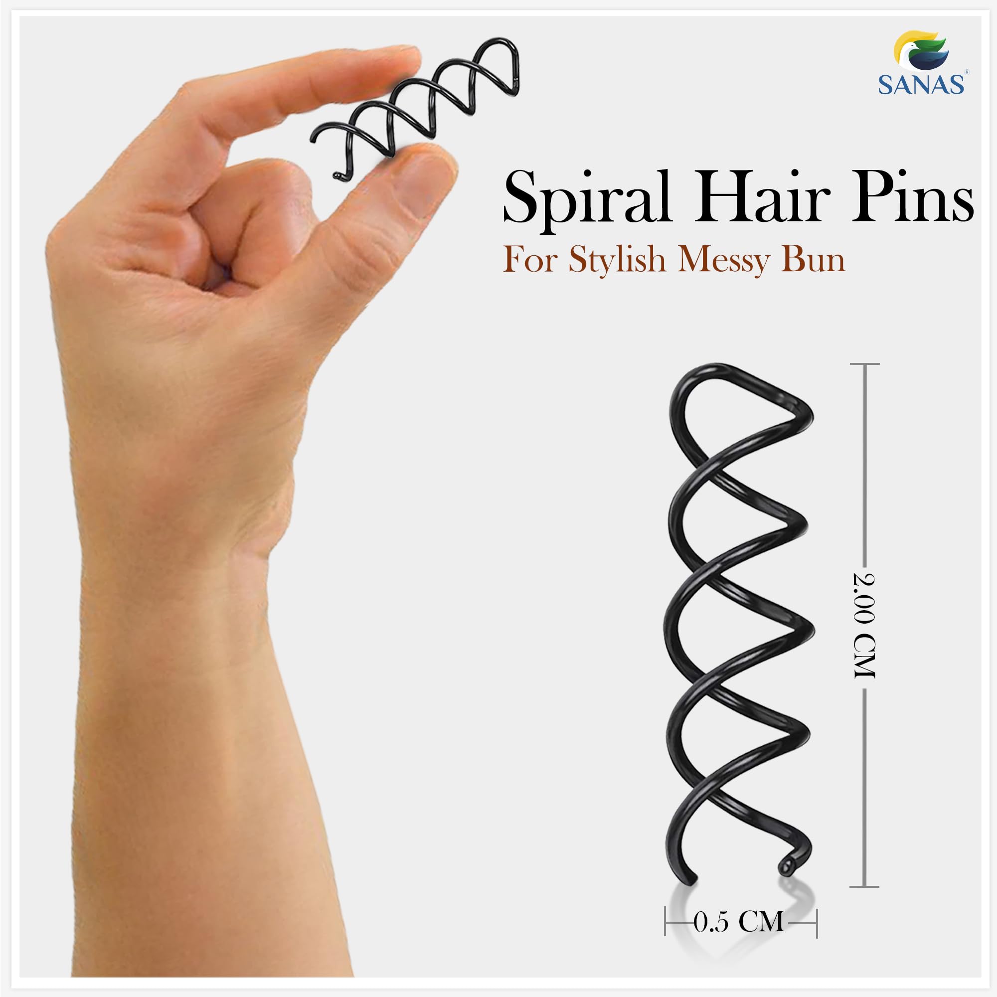 5Pcs Black U-Shaped Hair Pins - Strong Hold Hair Clips for Women & Girls, Perfect for Hair Buns, Updos, Braids and Styling - Juda Pins, Bobby Pins for Secure All-Day Hairstyles (5-Piece Set)