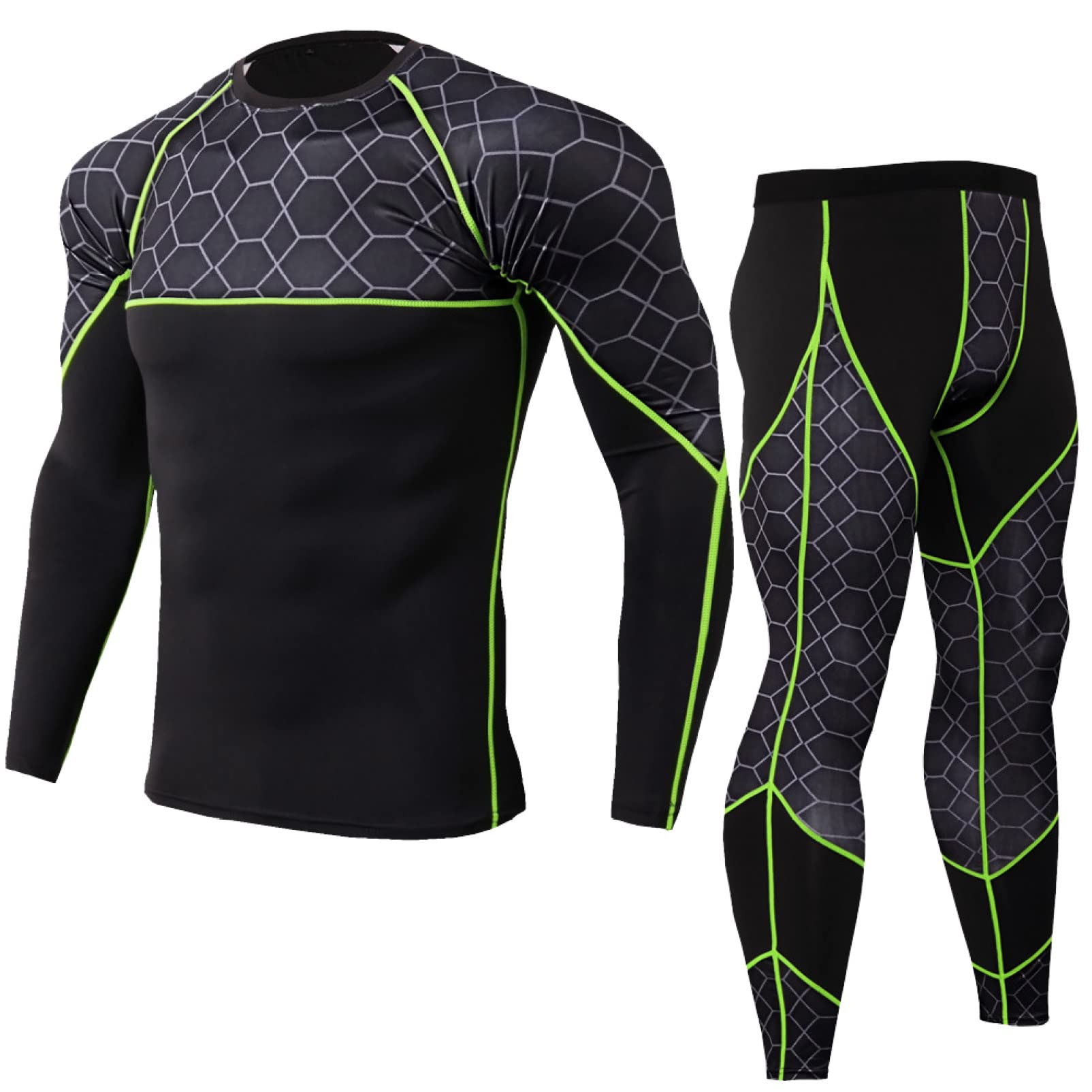 Men's Thermal Underwear Set - Warm Tight Long Leggings for Winter Sports, Fitness, Jogging & Skiing Base Layer - Cold Weather Activewear for Outdoor Activities