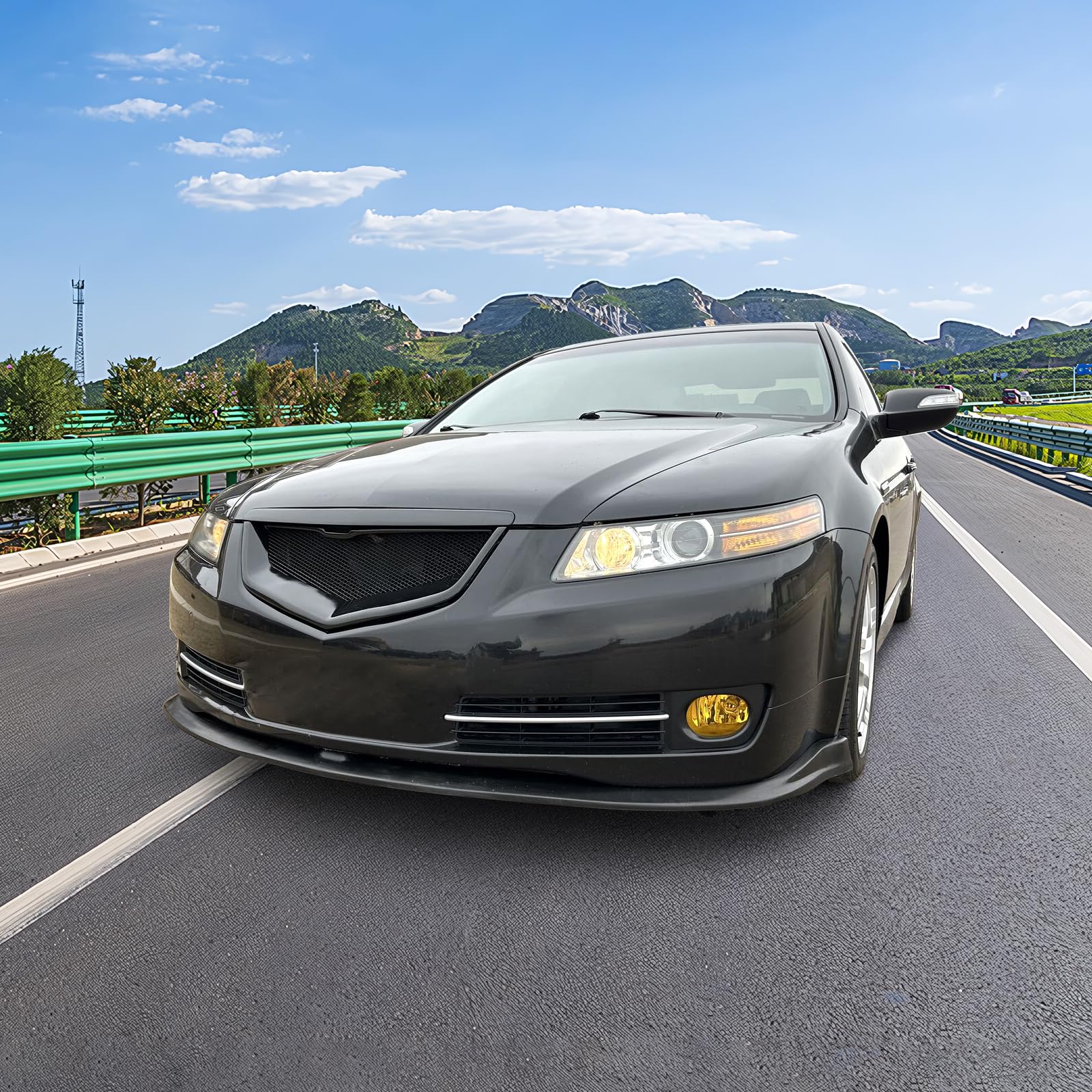IKON MOTORSPORTS Front Bumper Lip Spoiler for 2007-2008 Acura TL | CS Style PU Polyurethane Body Kit | Unpainted Black | Enhances Aerodynamics & Sporty Look | Perfect for Car Enthusiasts & Street Racing