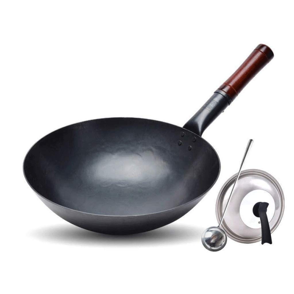 Premium Stainless Steel Wok Pan - 14 Inch Nonstick Stir Fry Pan with Glass Lid & Spatula, Scratch Resistant & Induction Compatible - Perfect for Asian Cooking, Stir Frying, Sautéing & Deep Frying at Home