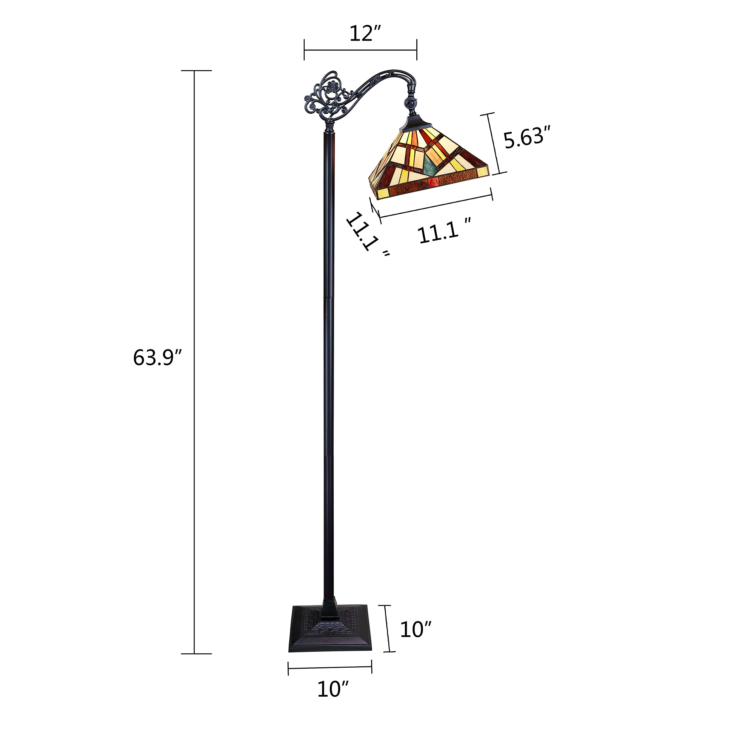 Chloe Lighting Vincent Tiffany-Style Black Bronze Mission Floor Lamp with 11