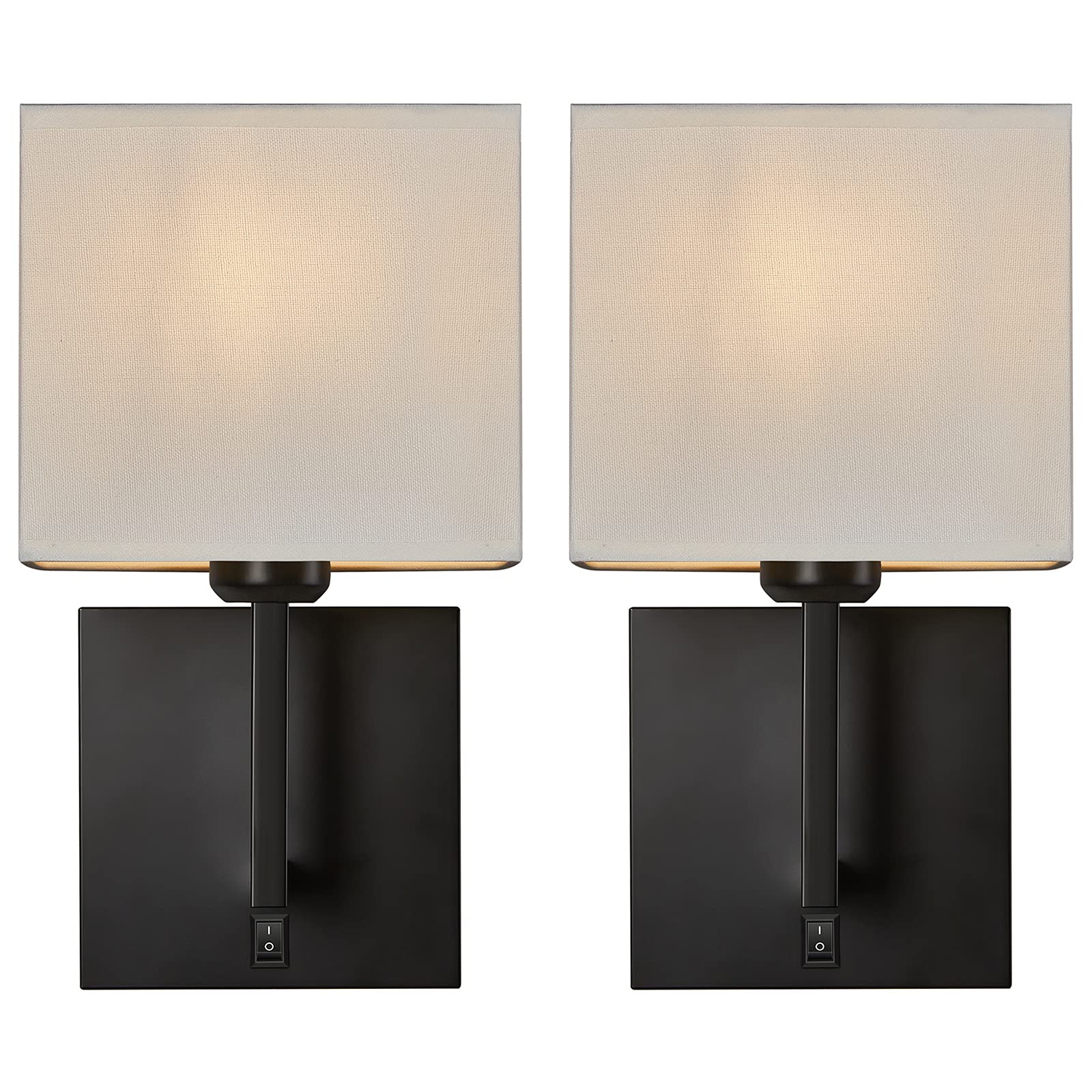 PASSICA DECOR 2-Pack Modern Hardwired Wall Sconces - Black Fabric Wall Mount Light Fixtures with Button Switch for Bedroom, Living Room, Fireplace & Farmhouse Decor | Indoor Wall Lighting for Cozy Ambiance & Nighttime Reading