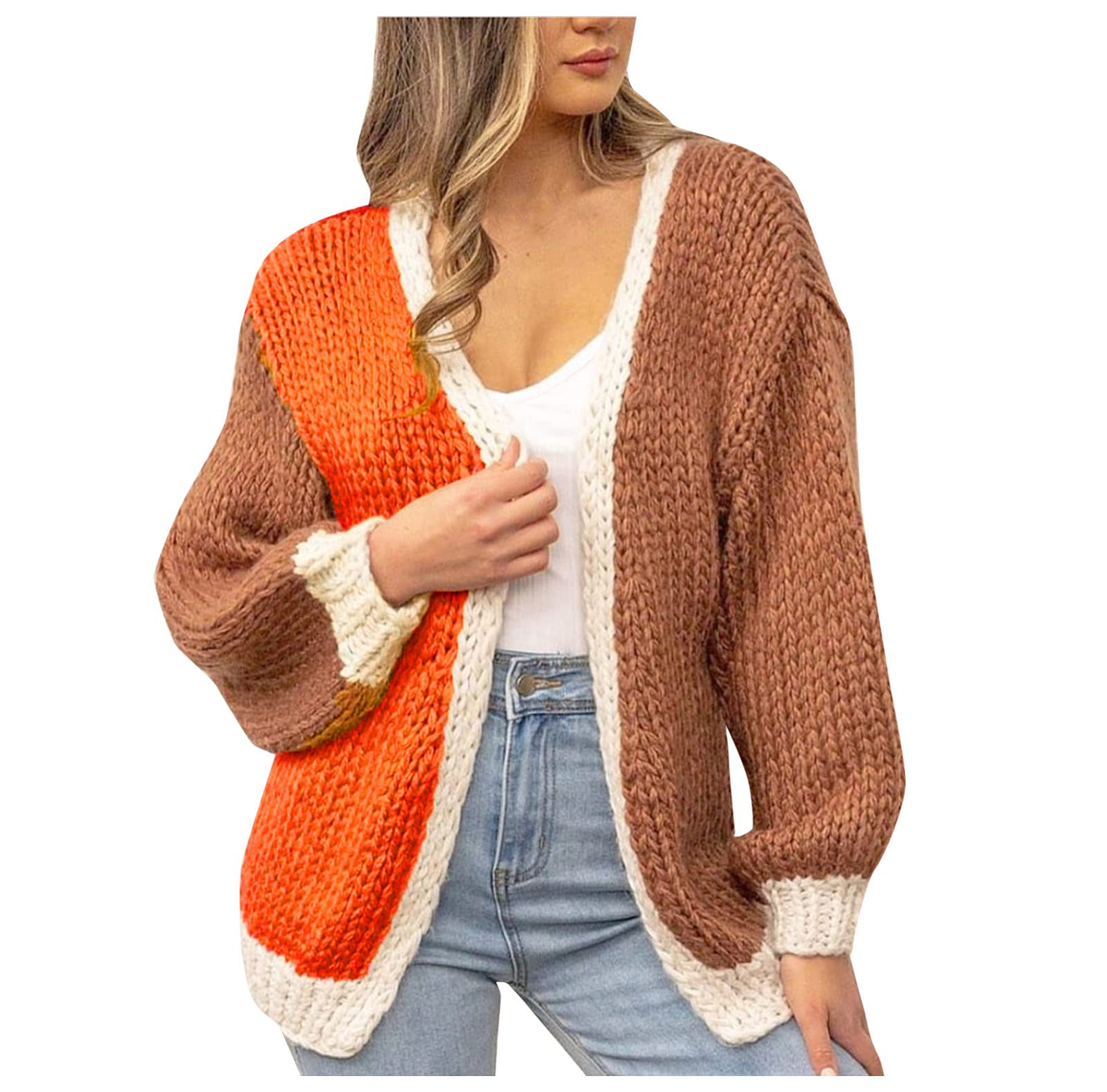UIKMNH Women's Chunky Knit Waffle Cardigan Sweater - Long Sleeve Open Front Cozy Pullover for Fall & Winter | Perfect for Office, Casual Outfits and Layering