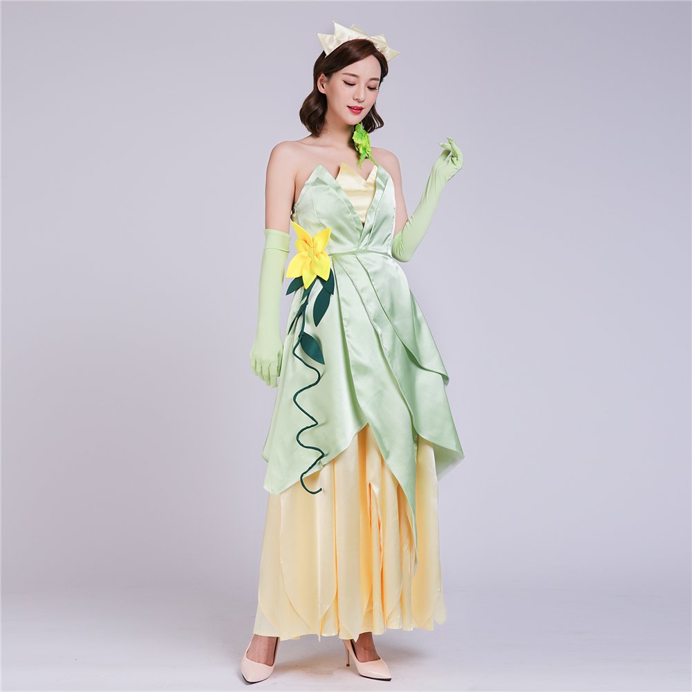 Deluxe Frog Princess Costume for Women - Hand-Sewn Leaf Design Cosplay Dress | Perfect for Halloween, Cosplay Parties & Themed Events