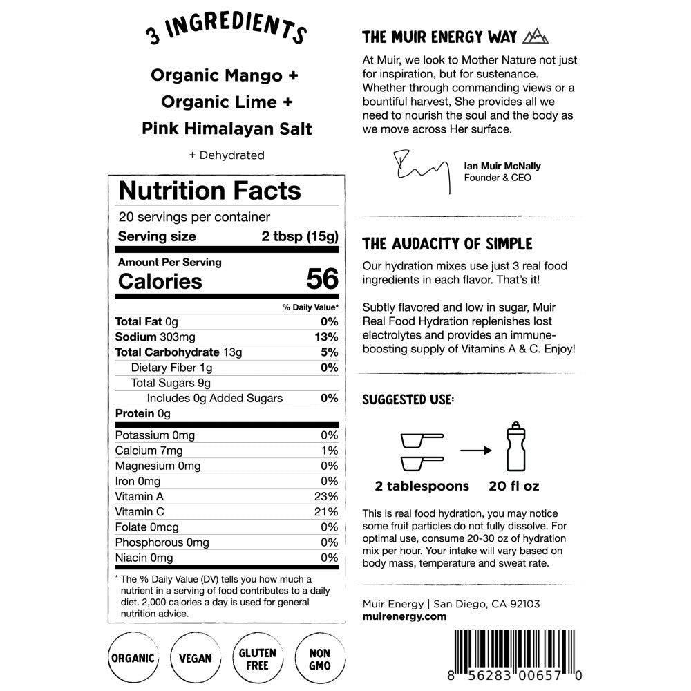 Muir Hydration Mix Powder - Electrolyte Drink Mix for Rapid Rehydration, Energy Boost & Recovery - Perfect for Workouts, Hiking, Travel & Outdoor Activities
