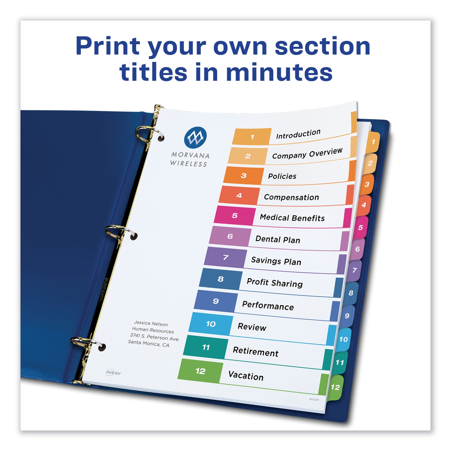 Avery Customizable TOC Ready Index Multicolor Tab Dividers - 12 Tabs (1-12), 11
