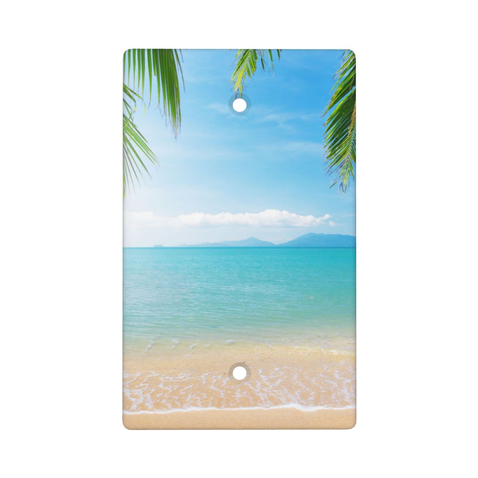 XRELZRS 1 Gang Decorative Beach Blank Wall Plate Cover - Ocean Waves Design, Standard Size Light Switch Faceplate for Home & Office Decor | Perfect for Coastal, Nautical, and Beach House Themes