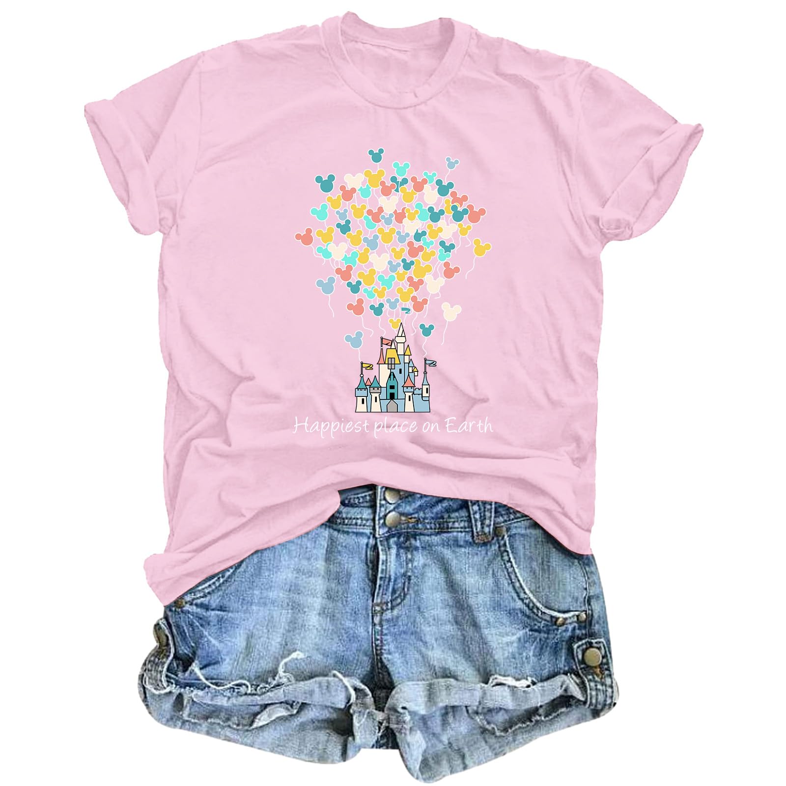 KIEKIECOO Women's Aesthetic Cute Graphic T-Shirts - Soft Cotton Short Sleeve Crew Neck Casual Tees for Everyday Wear | Perfect for Disney Trips, Summer Outfits & Street Style Fashion