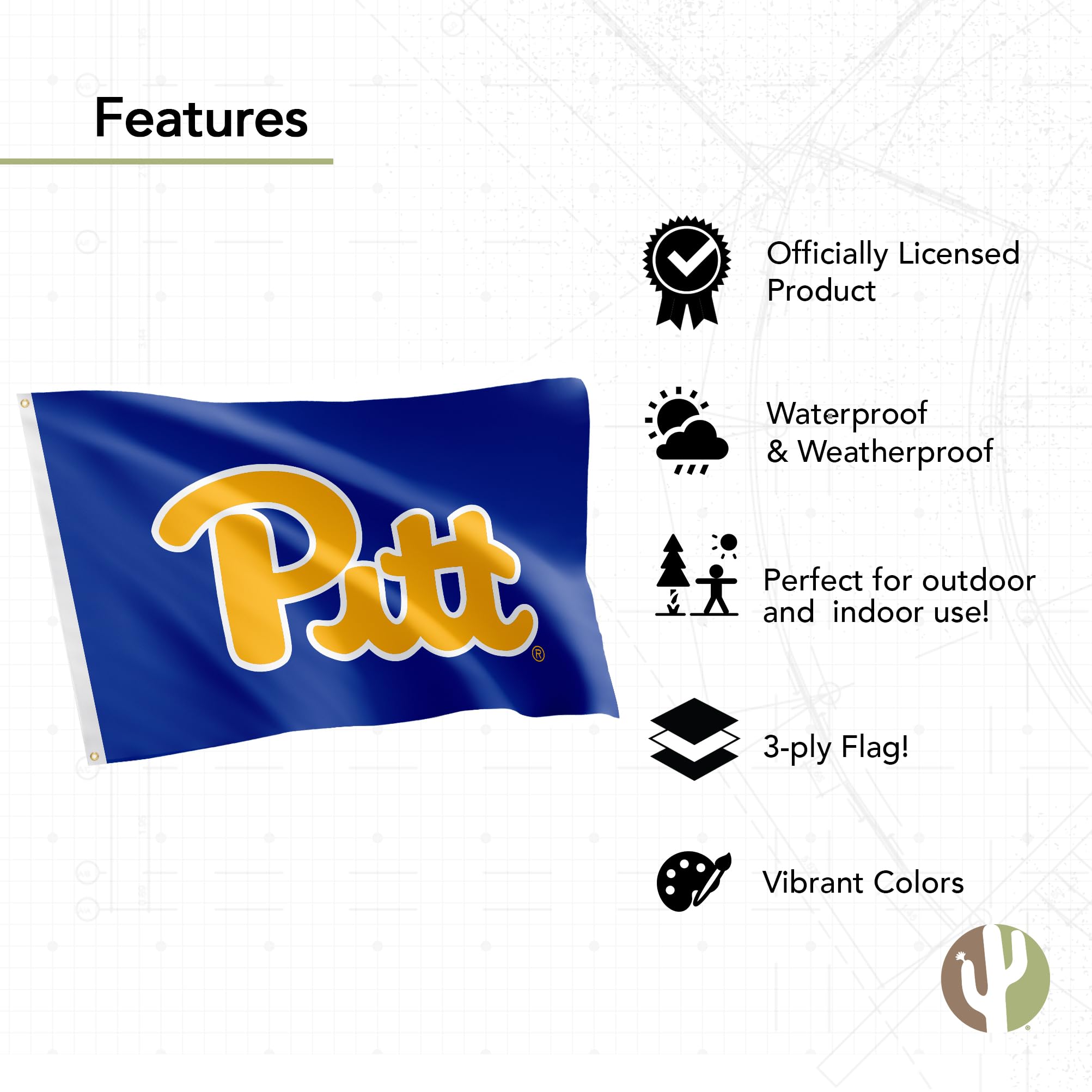 University of Pittsburgh Panthers Double Sided 3x5 ft Flag - 100% Polyester Indoor/Outdoor Banner - Perfect for Game Day, Tailgating, Dorm Room & Office Decor