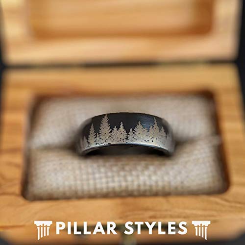 8mm Brushed Black Tungsten Wedding Band for Men - Durable & Comfortable Boho Style Ring, Matching Couples Promise Ring, Unique Anniversary Gift for Him - Perfect for Weddings, Engagements & Special Occasions