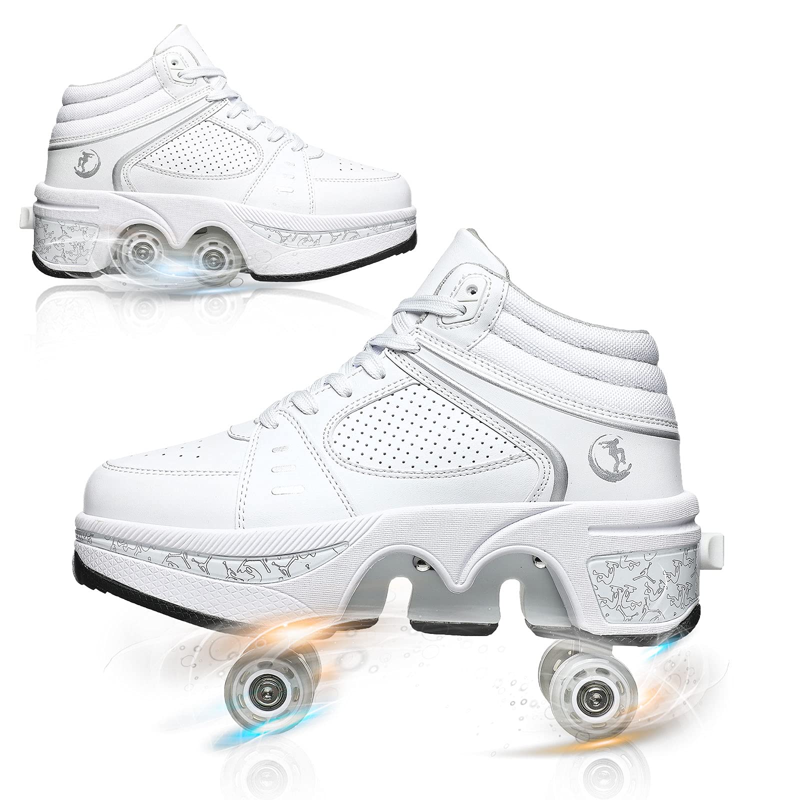 Retractable Roller Shoes for Women & Men - 2-in-1 Heel Wheel Sneakers That Transform to Skates | Adjustable Double-Line Skate Shoes for Kids & Adults | Perfect for Commuting, Fitness & Outdoor Fun