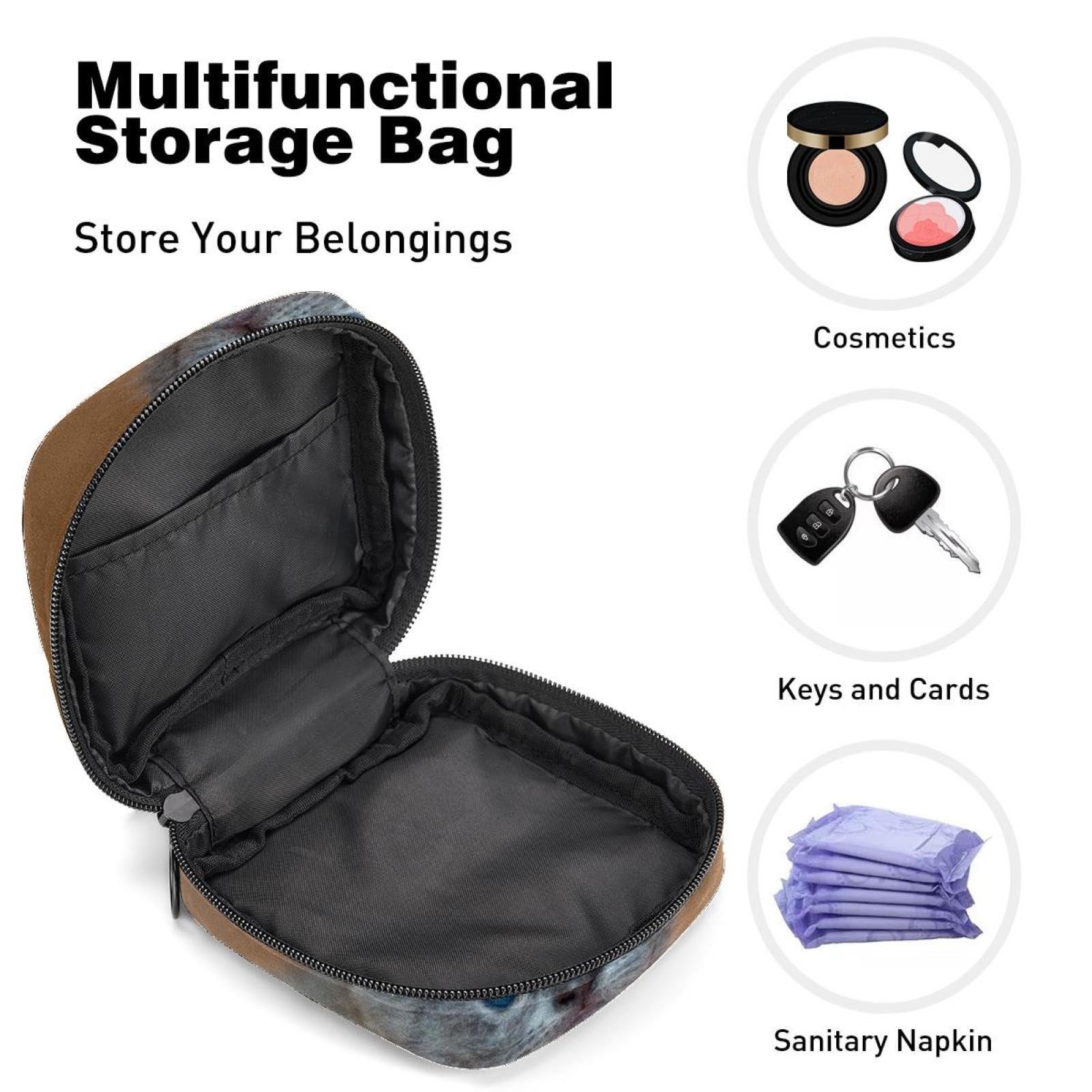 Cat-Themed Menstrual Hygiene Organizer Bag - Portable Pouch for Pads, Tampons & Menstrual Cups - Perfect for Women & Girls On-The-Go (Home, School, Gym, Travel)