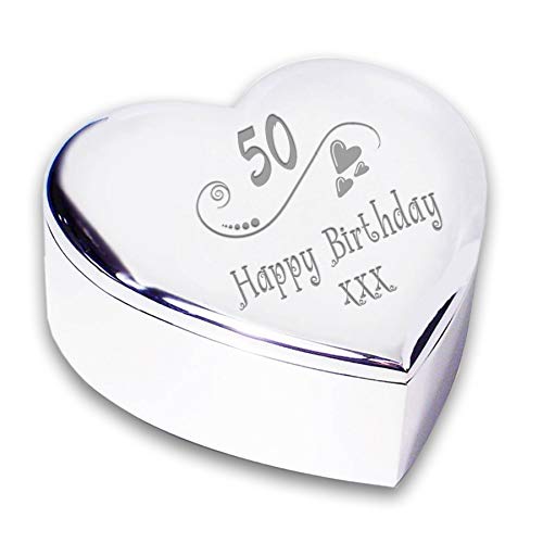 Chris Bag of Goodies 50th Birthday Gift - Heart Shaped Keepsake Trinket Box for Women, Ladies (Perfect for 50th Birthday Party Favors, Anniversary Gifts & Special Occasion Presents)