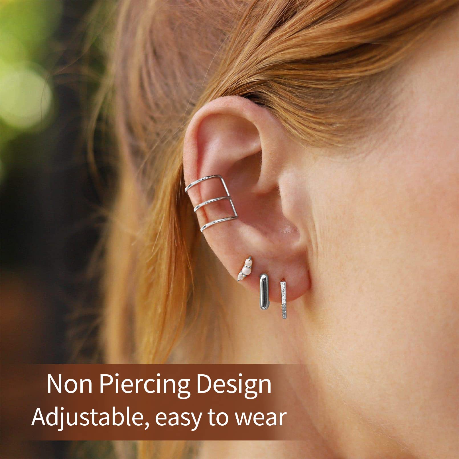 ChicSilver 925 Sterling Silver Non-Piercing Clip-On Cartilage Ear Cuff Earrings for Women - Hypoallergenic Fashion Jewelry Gift (with Gift Box) | Perfect for Parties, Weddings & Everyday Wear