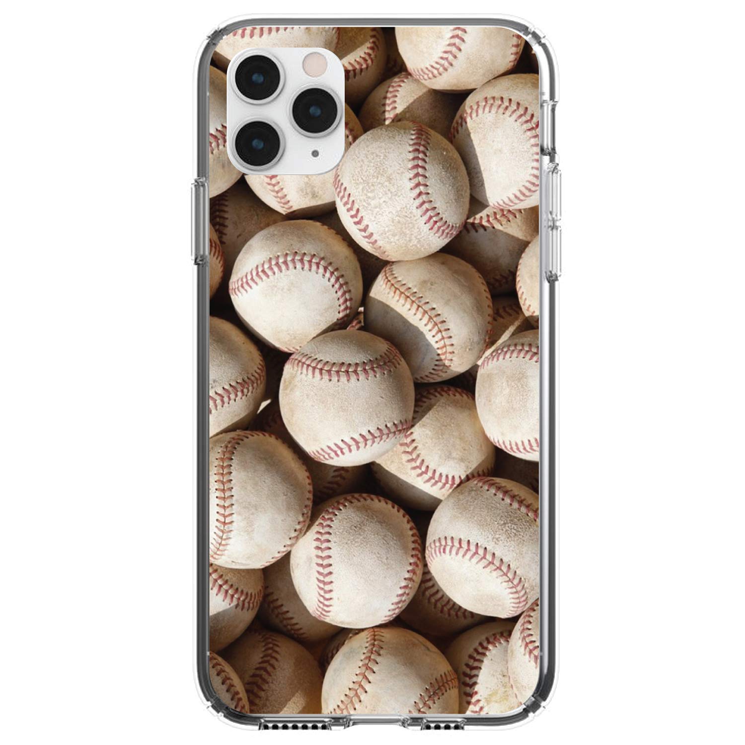 DistinctInk Clear Shockproof Hybrid Case for iPhone 12/12 Pro (6.1 Inch) - Durable TPU Bumper & Acrylic Back with Tempered Glass Screen Protector - Baseball Design - Perfect for Baseball Fans & Sports Enthusiasts - Ideal for Daily Use, Outdoor Activities & Showcasing Team Spirit
