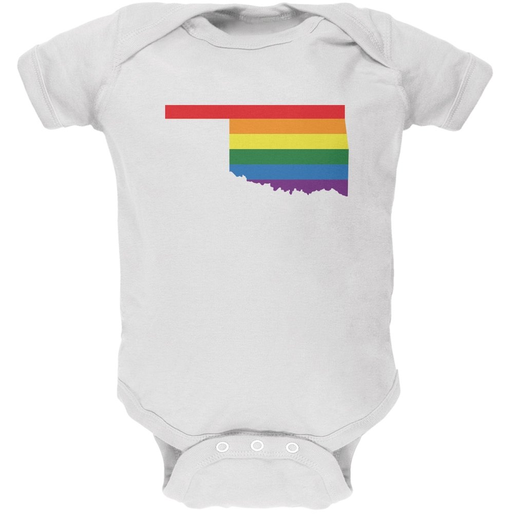 Oklahoma LGBT Gay Pride Rainbow White Soft Baby Bodysuit - 9-12 Months | Comfortable Cotton Onesie for Pride Events, Baby Showers & Everyday Wear