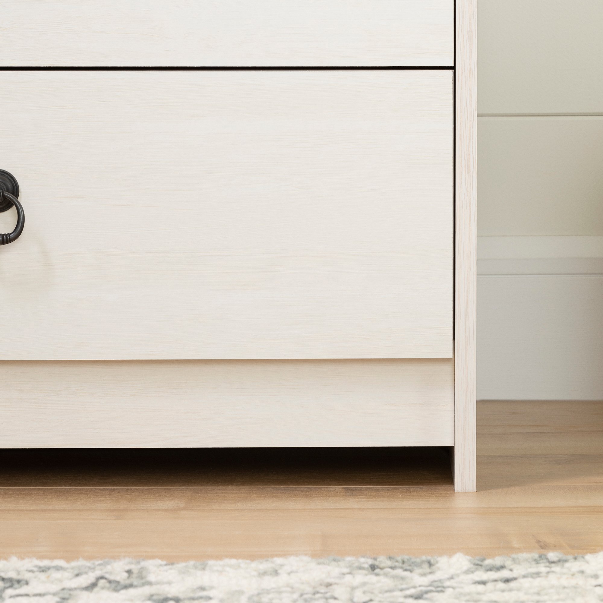 South Shore Plenny 6-Drawer Double Dresser in White Wash & Weathered Oak Finish - Perfect for Bedroom Storage and Organization