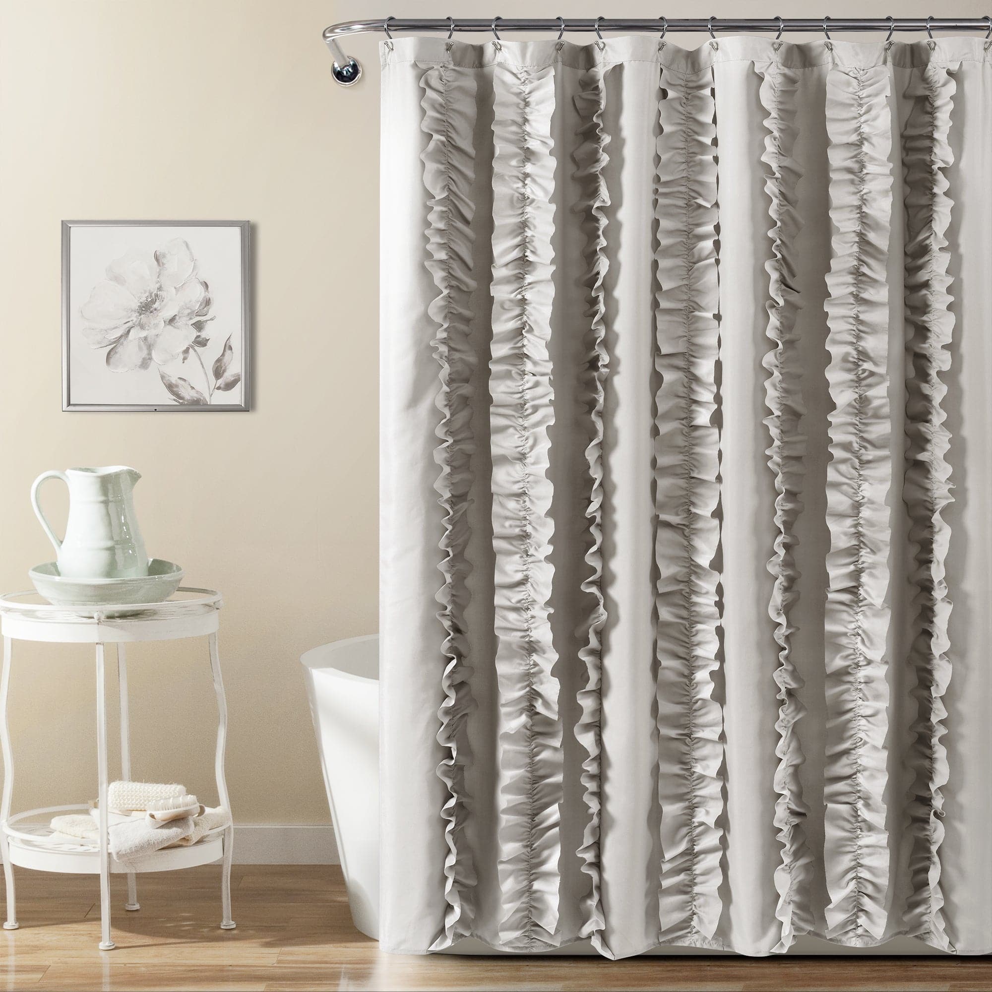 Belle Shower Curtain - Waterproof Bathroom Decor with Hooks - Elegant Floral Design for Modern Home & Apartment Bathroom