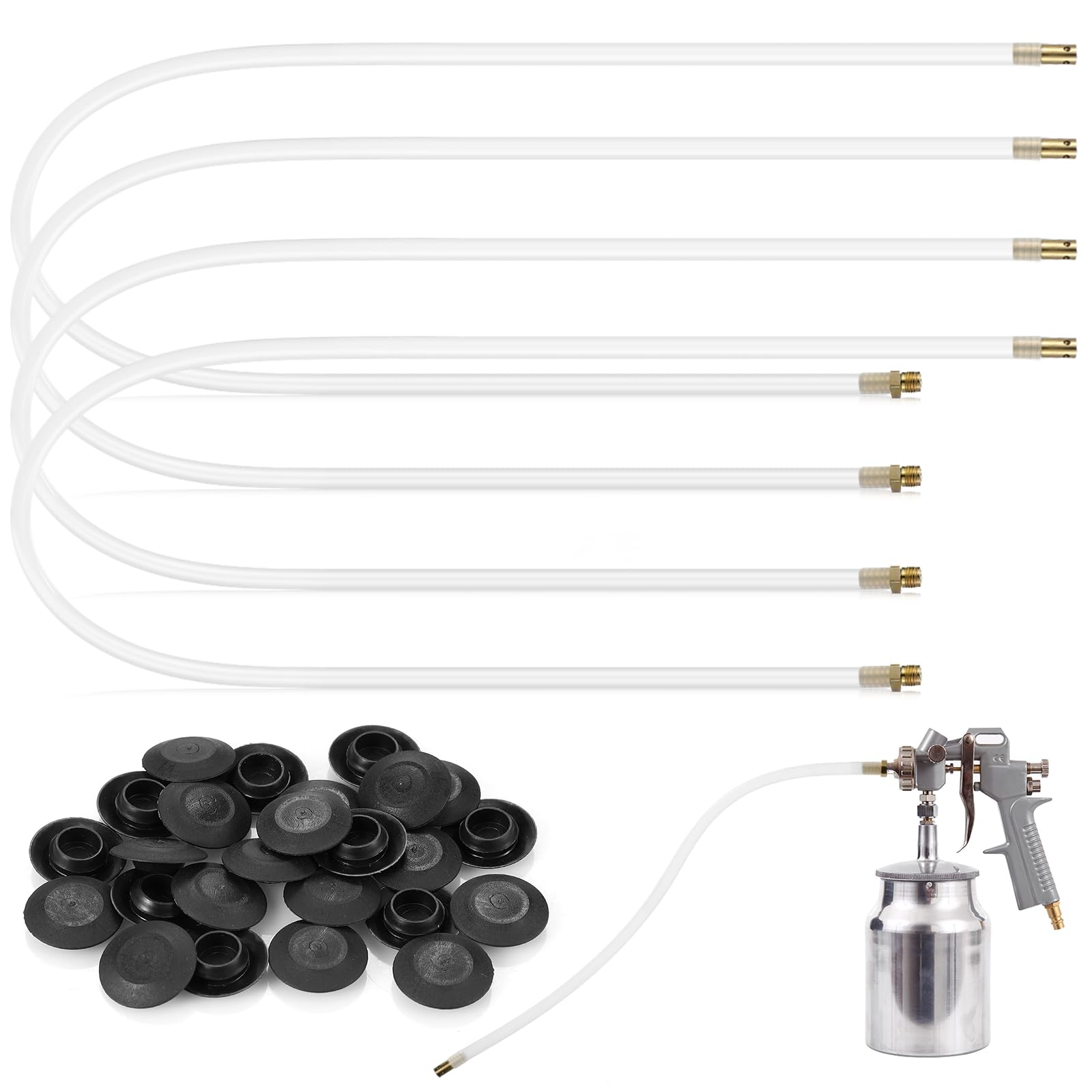 4 Pcs 20.87 Inch Undercoating Spray Gun Kit with Flexible PVC Hose & 25 Rust Proof Plugs - Perfect for Vehicle Rust Protection, Auto Underbody Coating, and DIY Car Maintenance