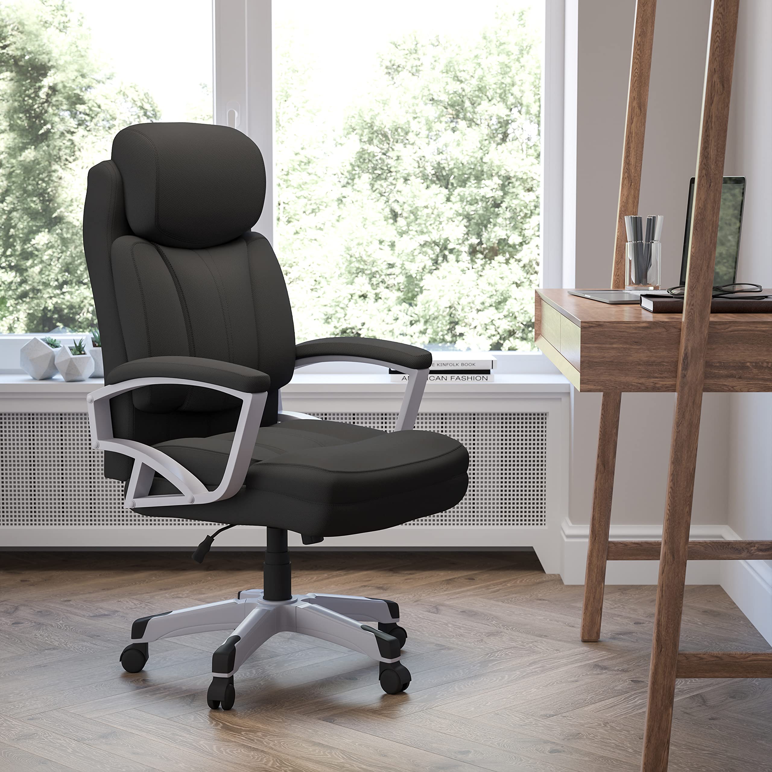 500 lb. Capacity Big & Tall Black Fabric Executive Swivel Ergonomic Office Chair with Adjustable Arms - Perfect for Home Office, Gaming & Conference Rooms
