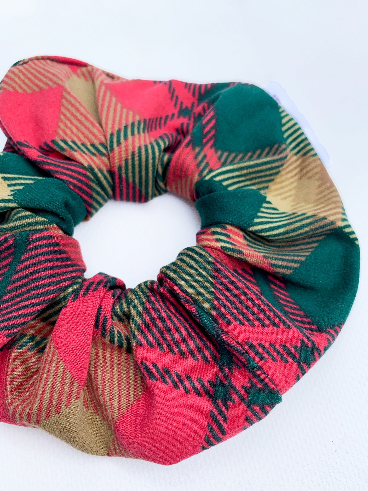 Maple Leaf Tartan Scrunchie Hair Tie - Canadian Plaid Pattern Elastic Hair Accessories for Women & Girls - Perfect for School, Work, and Everyday Use