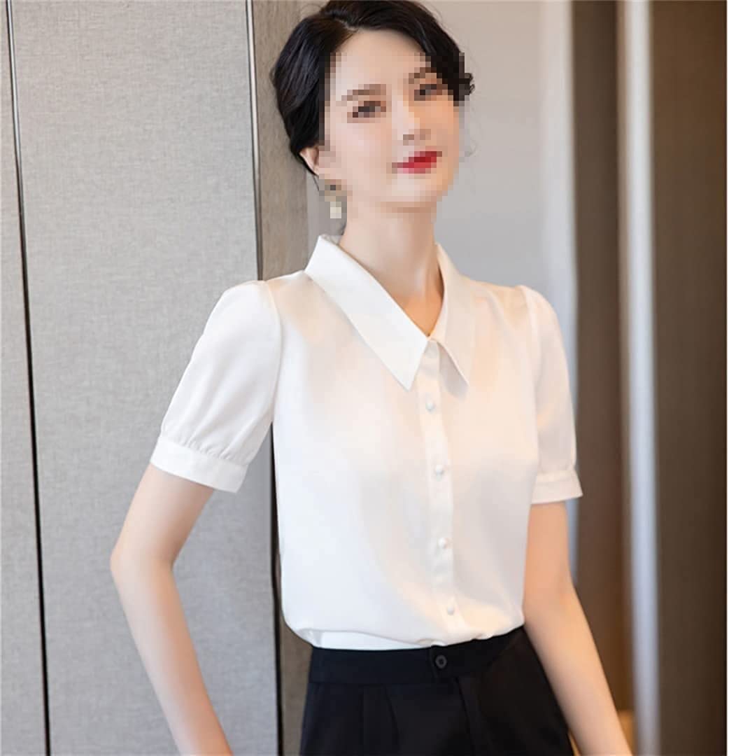 Women's Short Sleeve Chiffon Blouse - Square Collar Summer Office Shirt for Work & Business Casual Wear | Perfect for Professional Women, Business Meetings & Formal Occasions