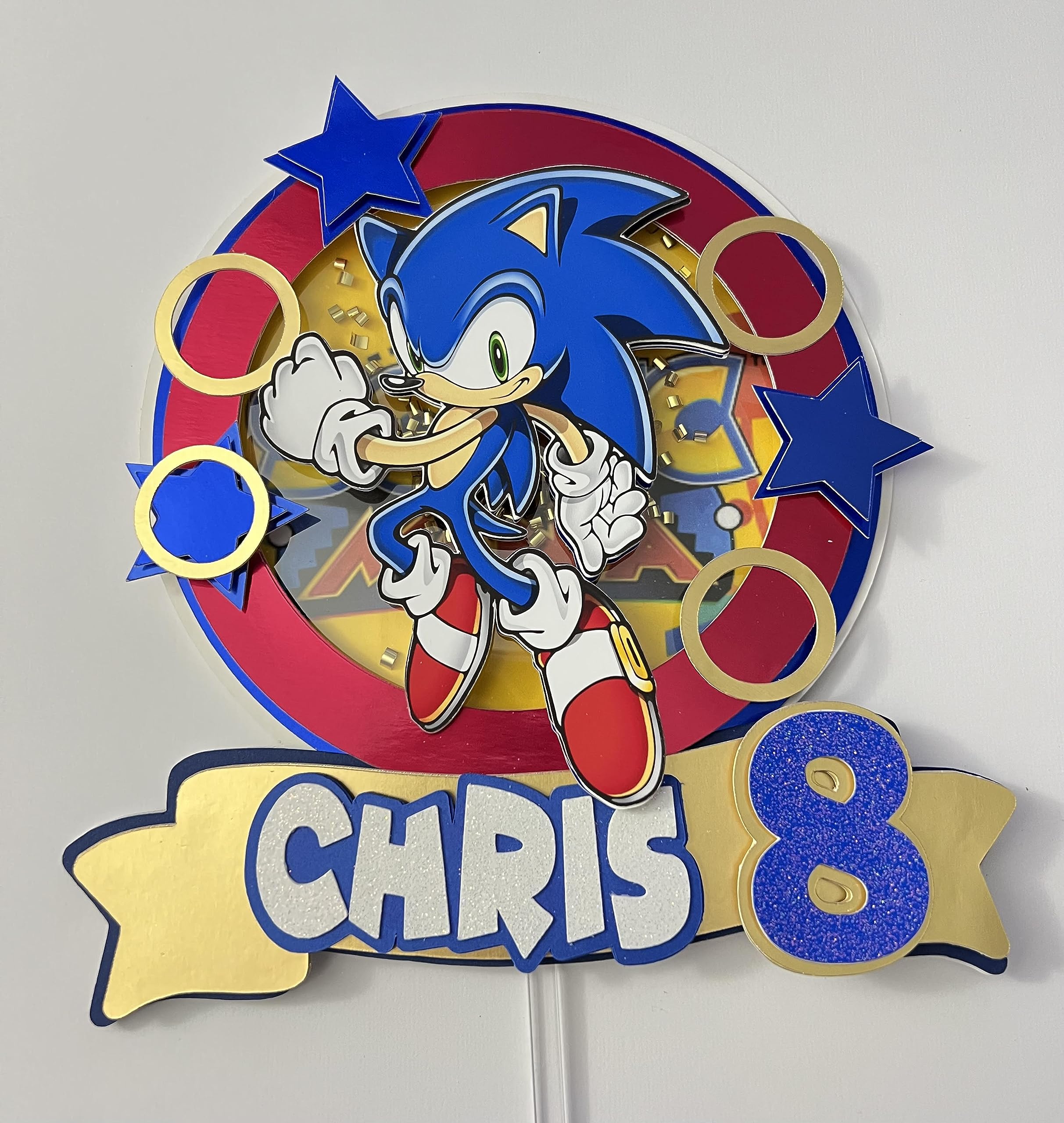 Custom Sonic Cake Topper - 3D Printed Birthday Party Decorations for Kids & Adults - Perfect for Sonic The Hedgehog Themed Cakes, Cupcakes & Desserts